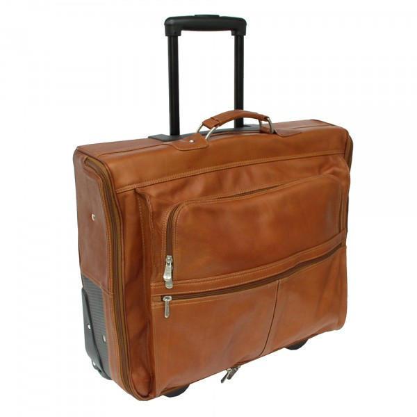Premium Piel Leather Garment Bag with Wheels - Travel Suit Carrier for Business Trips & Weddings - Durable Hanging Clothes Organizer for Airlines & Cruises