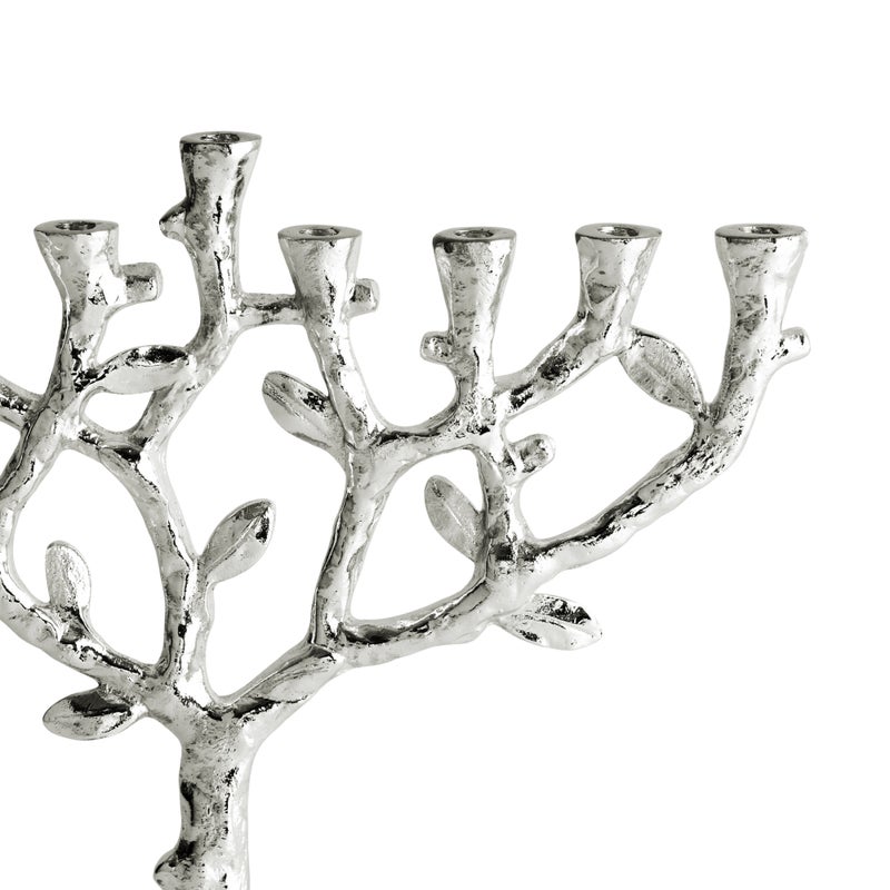 Tree of Life Menorah - Elegant Hanukkah Candle Holder for Jewish Holiday Decor & Home Celebration