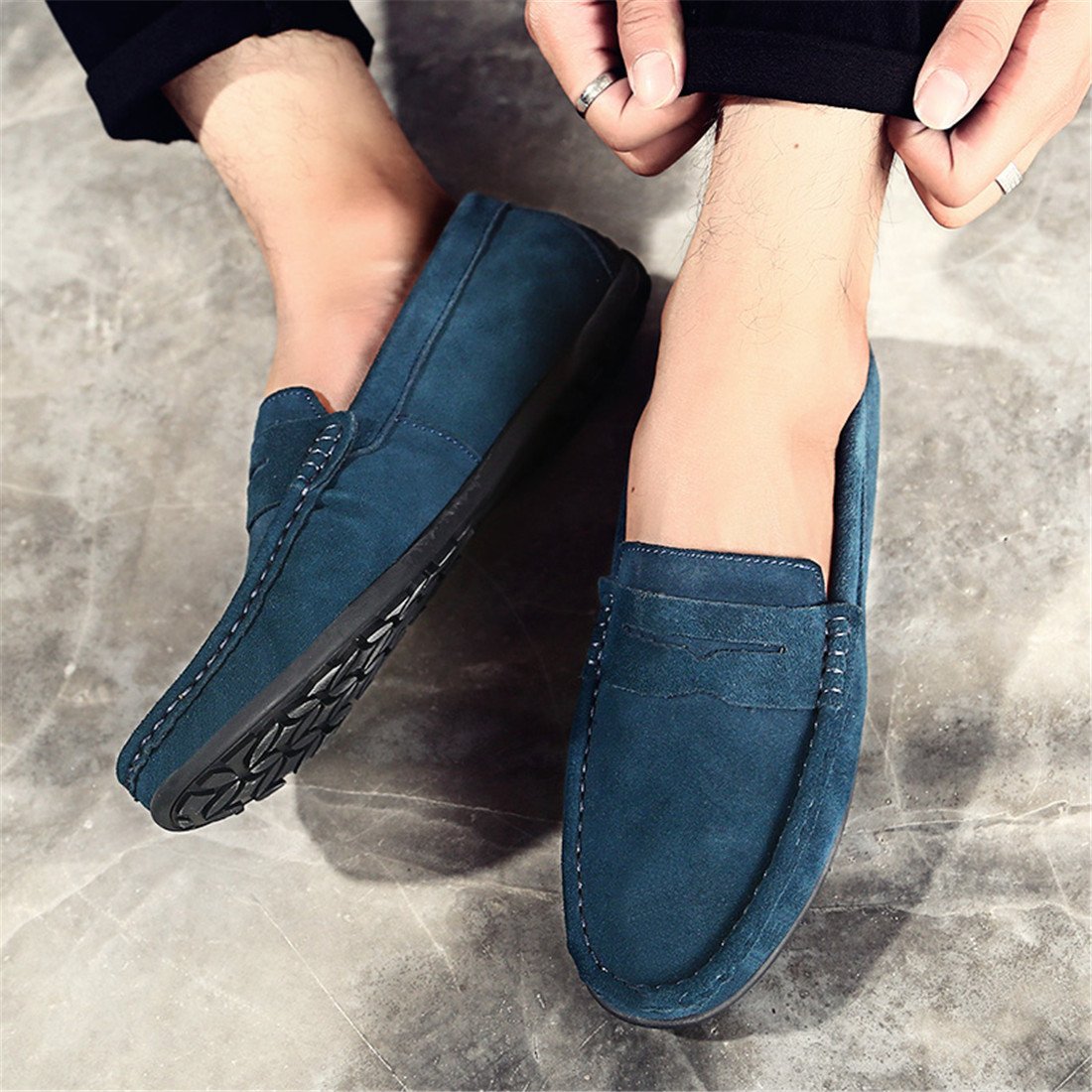 Stylish Men's Suede Leather Penny Loafers - Comfortable Slip-On Driving Moccasins & Boat Shoes for Casual Wear, Office, and Outdoor Activities