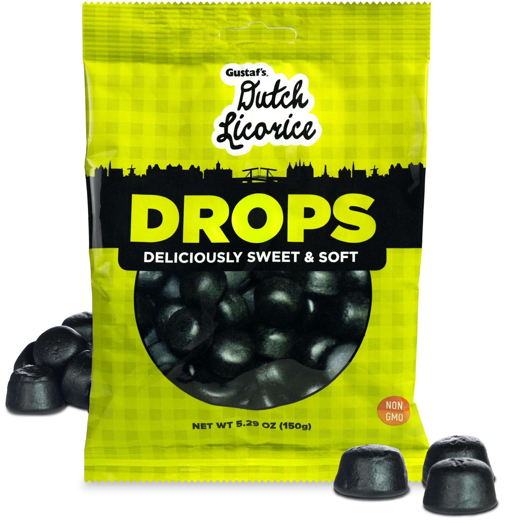 Gustaf's Dutch Licorice Drops - 5.2oz Bag | Authentic Black Licorice Candy from Netherlands | Sweet Dutch Liquorice Treats | Perfect for Movie Nights, Office Snacks & Gift Baskets