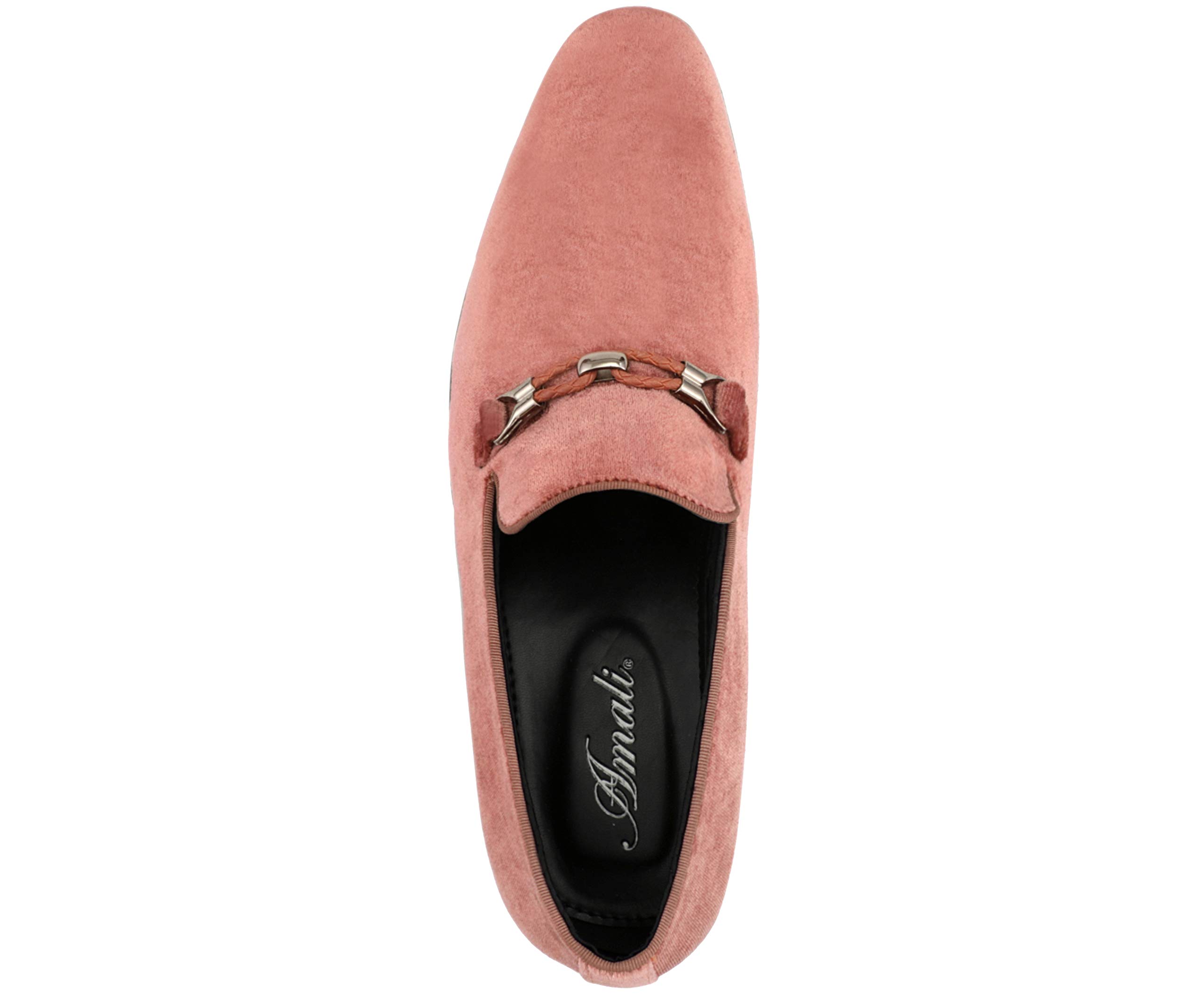 Amali Aller Men's Casual Loafers - Slip On Velvet Slippers with Metal Knit Buckle - Formal Tuxedo Shoes for Weddings, Parties & Office Wear