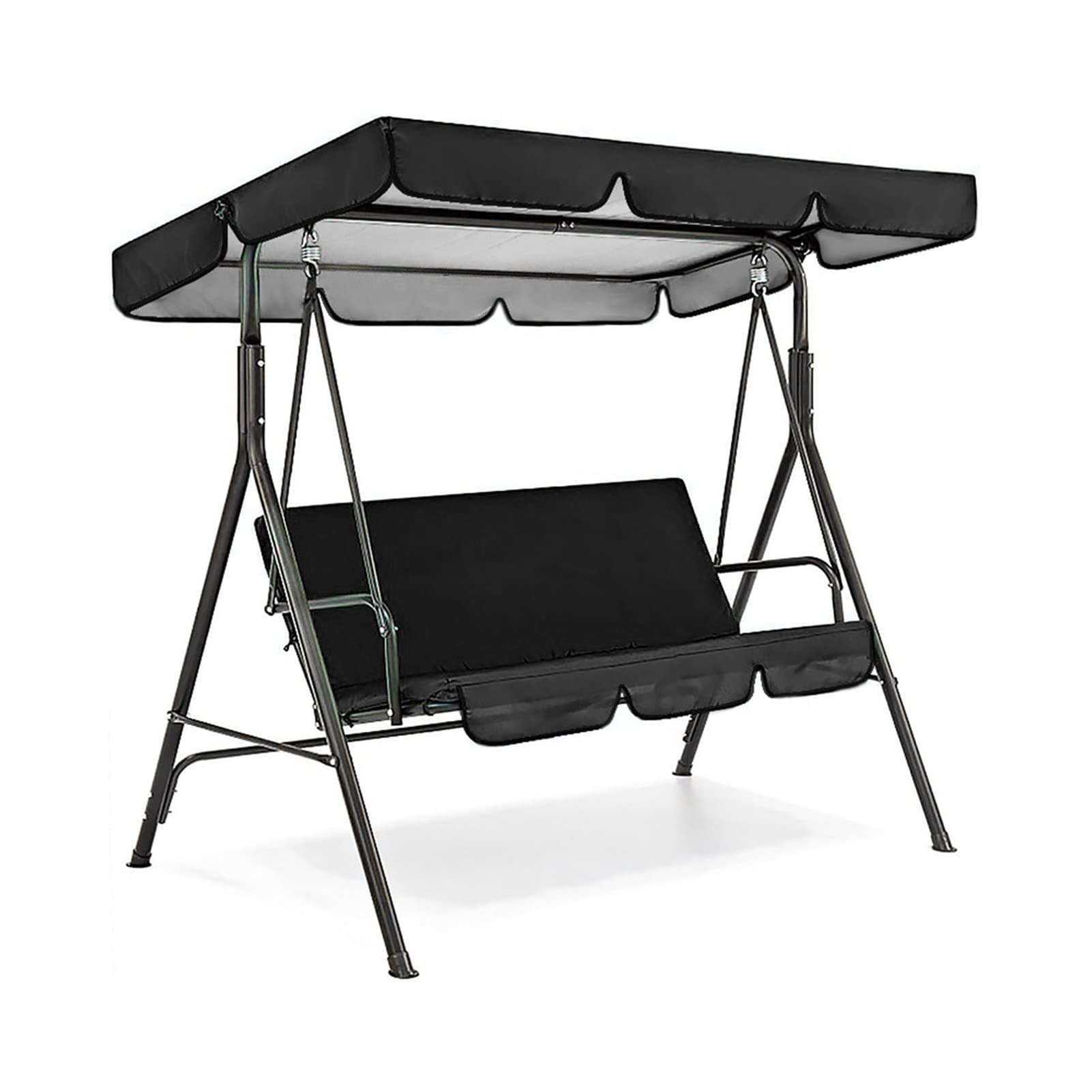 **Black Patio Swing Chair Cover Set - 3 Seat Cushion Covers + Top Canopy Cover for Outdoor Furniture, Waterproof Hammock Replacement for Patio Egg Chairs (Perfect for Gardens, Decks & Backyards)**