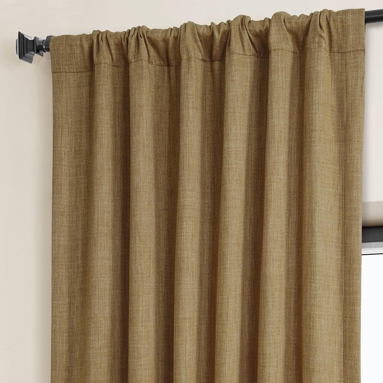 Butterscotch Textured Faux Linen Blackout Curtains for Bedroom - Thermal Insulated Window Drapes for Light Blocking & Noise Reduction