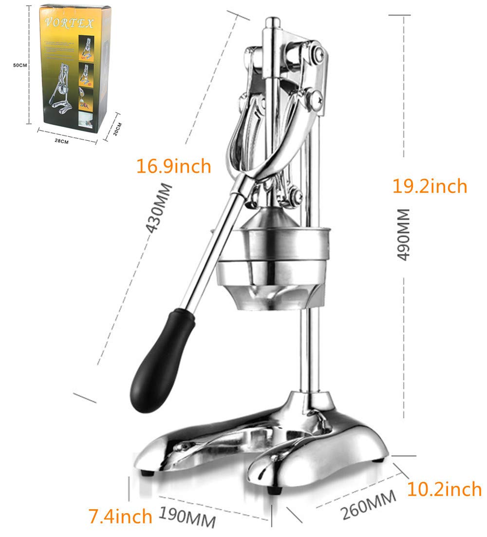 Premium Stainless Steel Manual Citrus Juicer - Heavy Duty Hand Press for Lemon, Orange, Pomegranate - Portable Kitchen Gadget for Home & Commercial Use (Silver) | Perfect for Fresh Juice, Cocktails & Healthy Drinks
