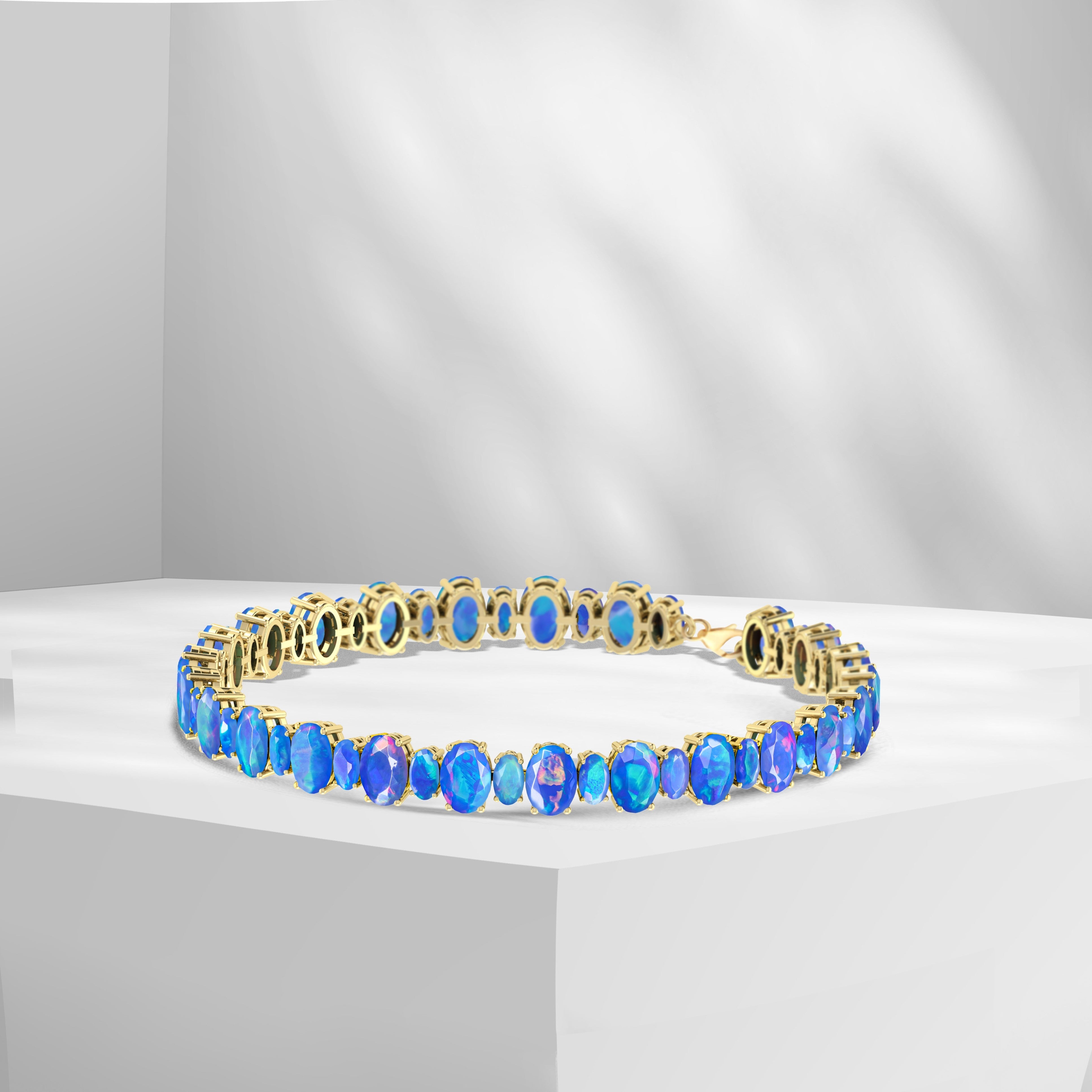 White Fire Opal Oval Gemstone Bracelet for Women - Elegant Handmade Jewelry Gift for Birthday, Anniversary & Special Occasions