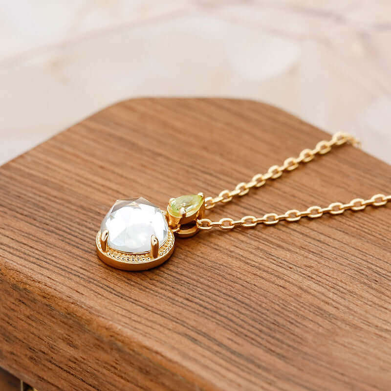 Faceted Peridot and Amethyst Green Gemstone Necklace for Women | Elegant Handmade Jewelry Gift for Birthday, Anniversary & Special Occasions | TB2210A