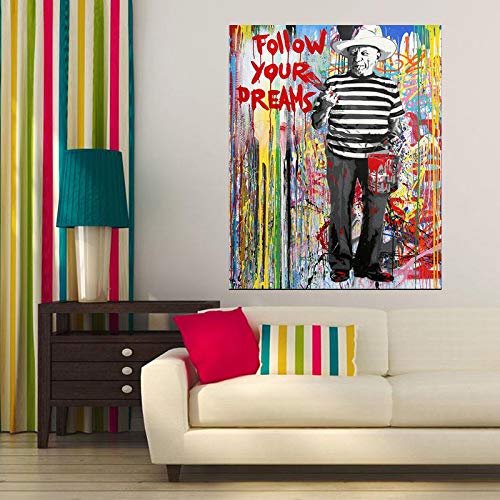 Pablo Picasso Wall Art - Famous Street Art & Graffiti Paintings Canvas Print for Home, Office, Bedroom Decor | Framed Modern Artwork | Perfect for Living Room, Gallery Wall & Gift Ideas