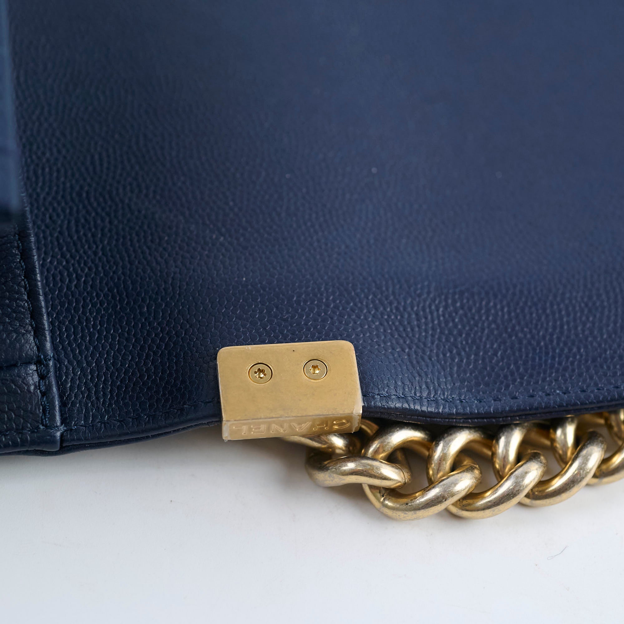 Chanel Boy Old Medium Flap Bag in Navy Caviar Leather - Perfect for Evening Events & Luxury Fashion Accessories