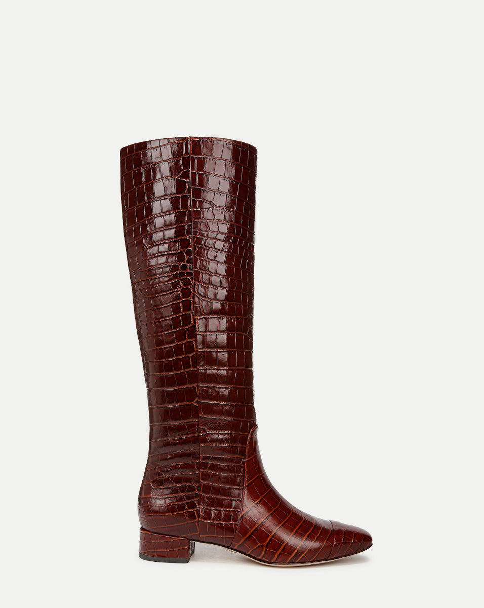 Cecile Women's Croc Embossed Tall Boots - Stylish Knee High Faux Leather Boots for Fall & Winter Fashion | Perfect for Office, Party & Casual Outfits