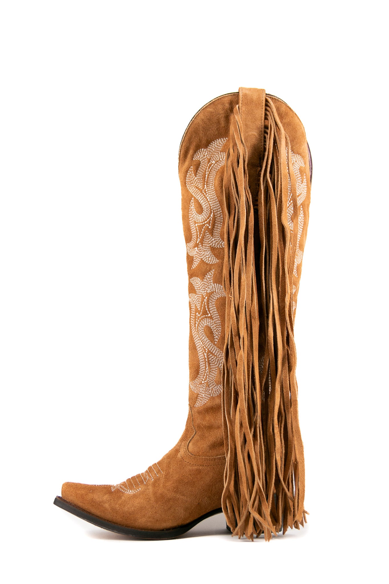 Maite Gamuza Tall Fringe Snip Toe Cowgirl Boots for Women - Western Riding & Country Fashion - Final Sale