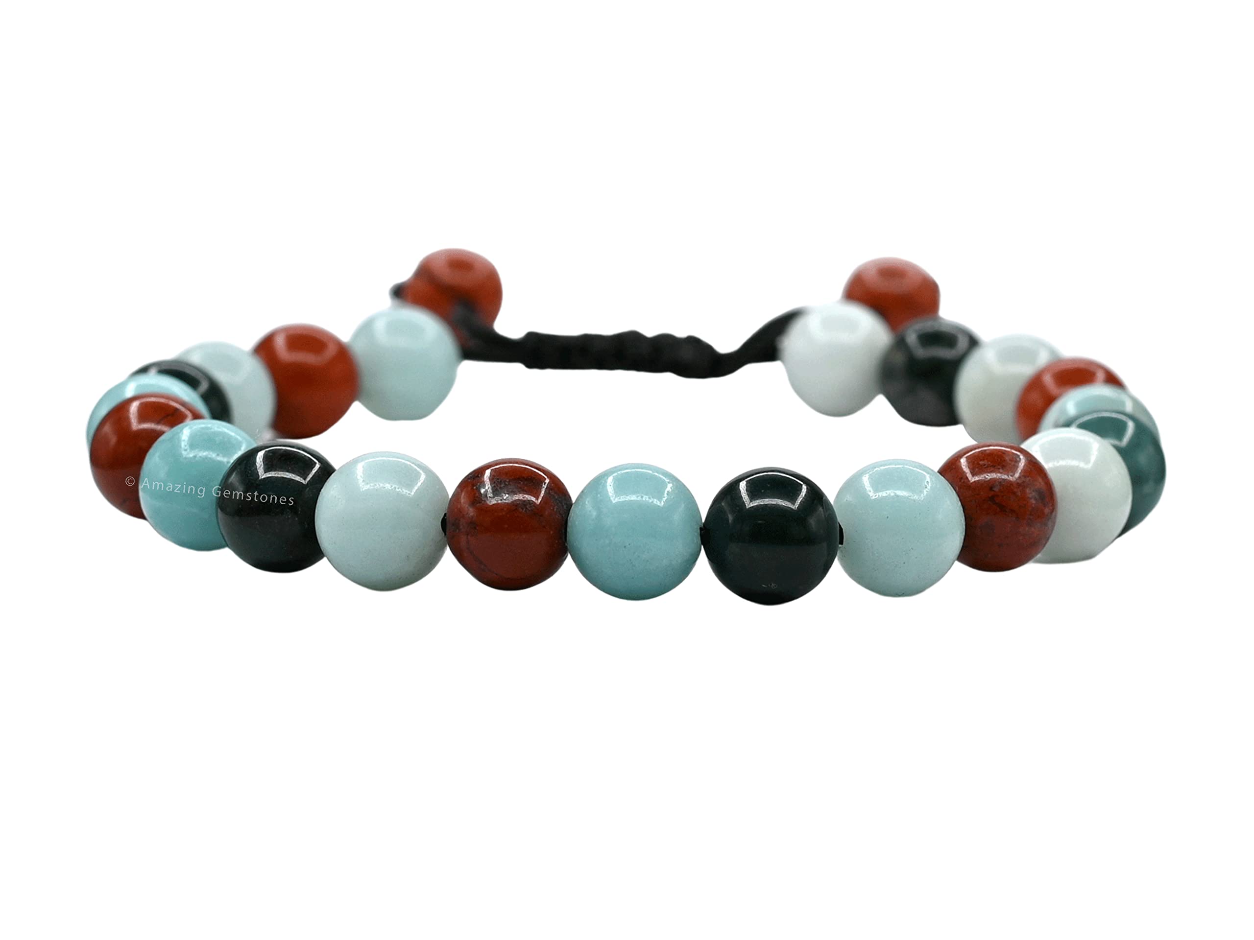 Healing Bracelet Set for Women & Men - Moss Agate, Amazonite & Red Jasper Adjustable Bracelets for Anxiety Relief, Stress Reduction & Positive Energy - Perfect for Meditation, Wellness Gifts & Daily Wear