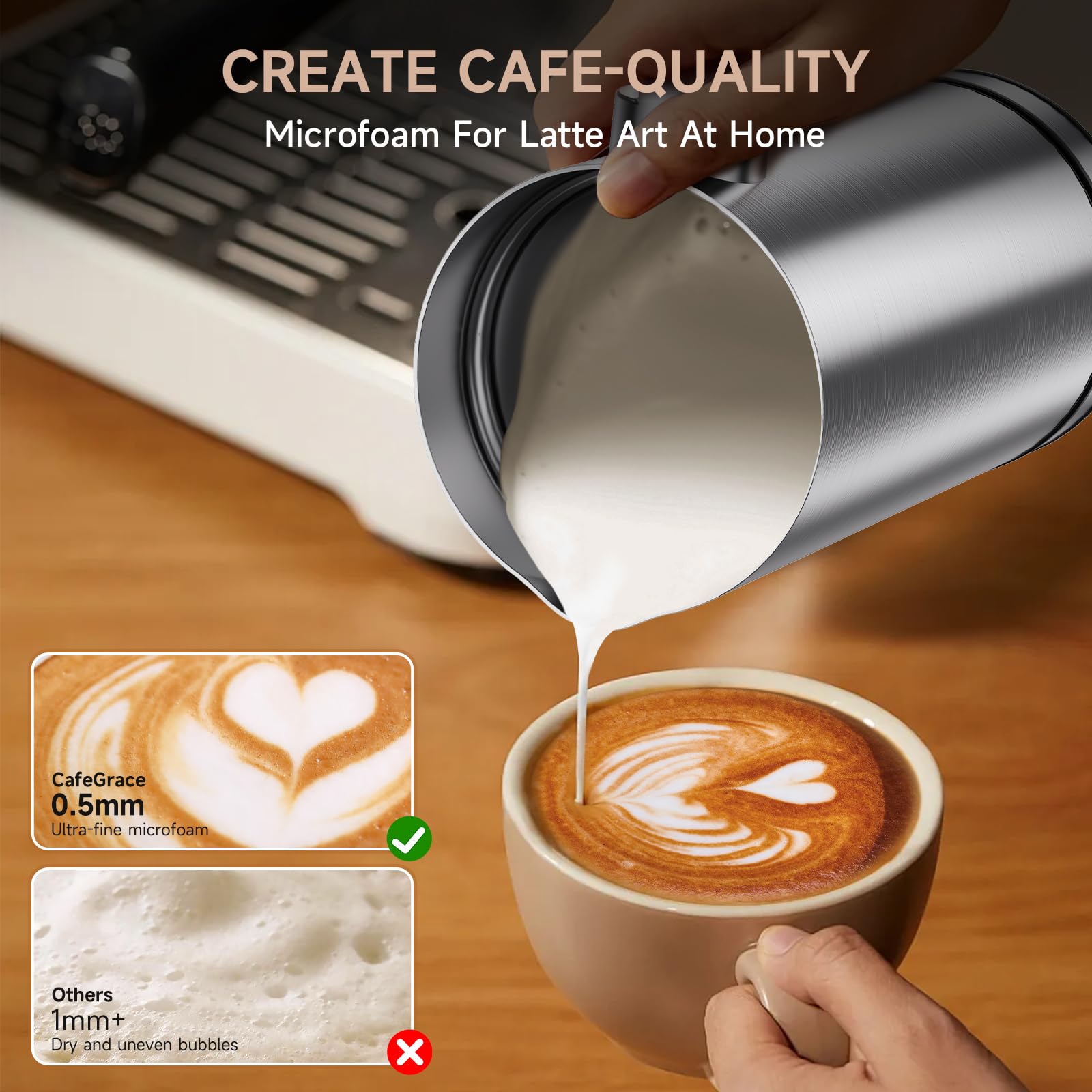 4-in-1 Electric Milk Frother & Steamer with Keep Warm Function - Automatic Hot/Cold Foam Maker for Coffee, Latte, Cappuccino - Perfect for Home Baristas & Coffee Lovers (Ideal for Morning Coffee, Afternoon Tea & Hot Chocolate Drinks)