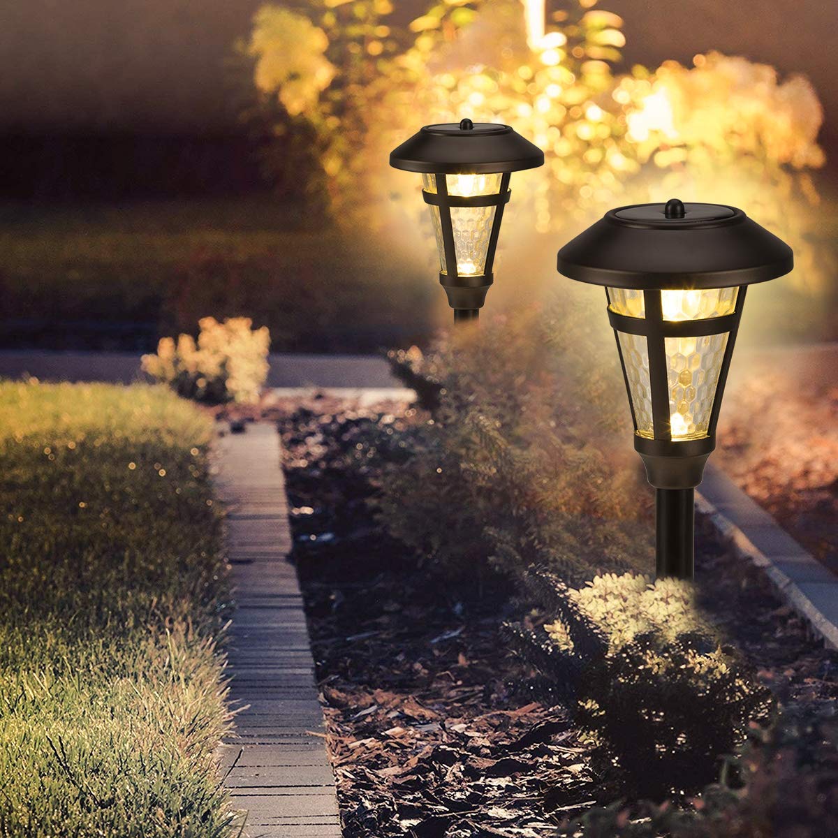 GIGALUMI 6 Pack Solar Pathway Lights Outdoor - Waterproof LED Landscape Lighting for Garden, Lawn, Yard, Driveway - Auto On/Off, Bronze Finish - Perfect for Walkways, Patios & Backyard Decor