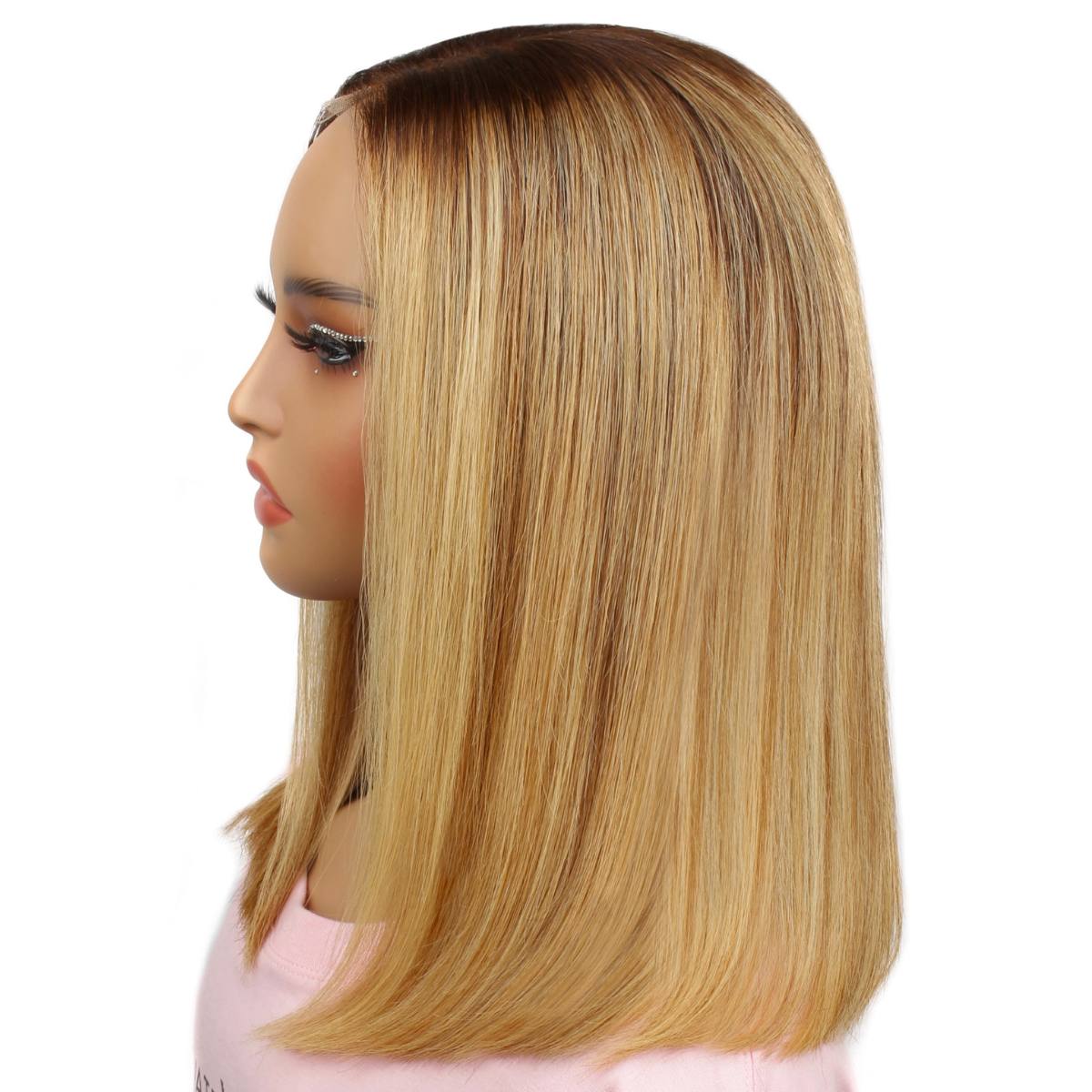 Dark Root Blonde Glueless 5x5 HD Lace Closure Bob Wig 12