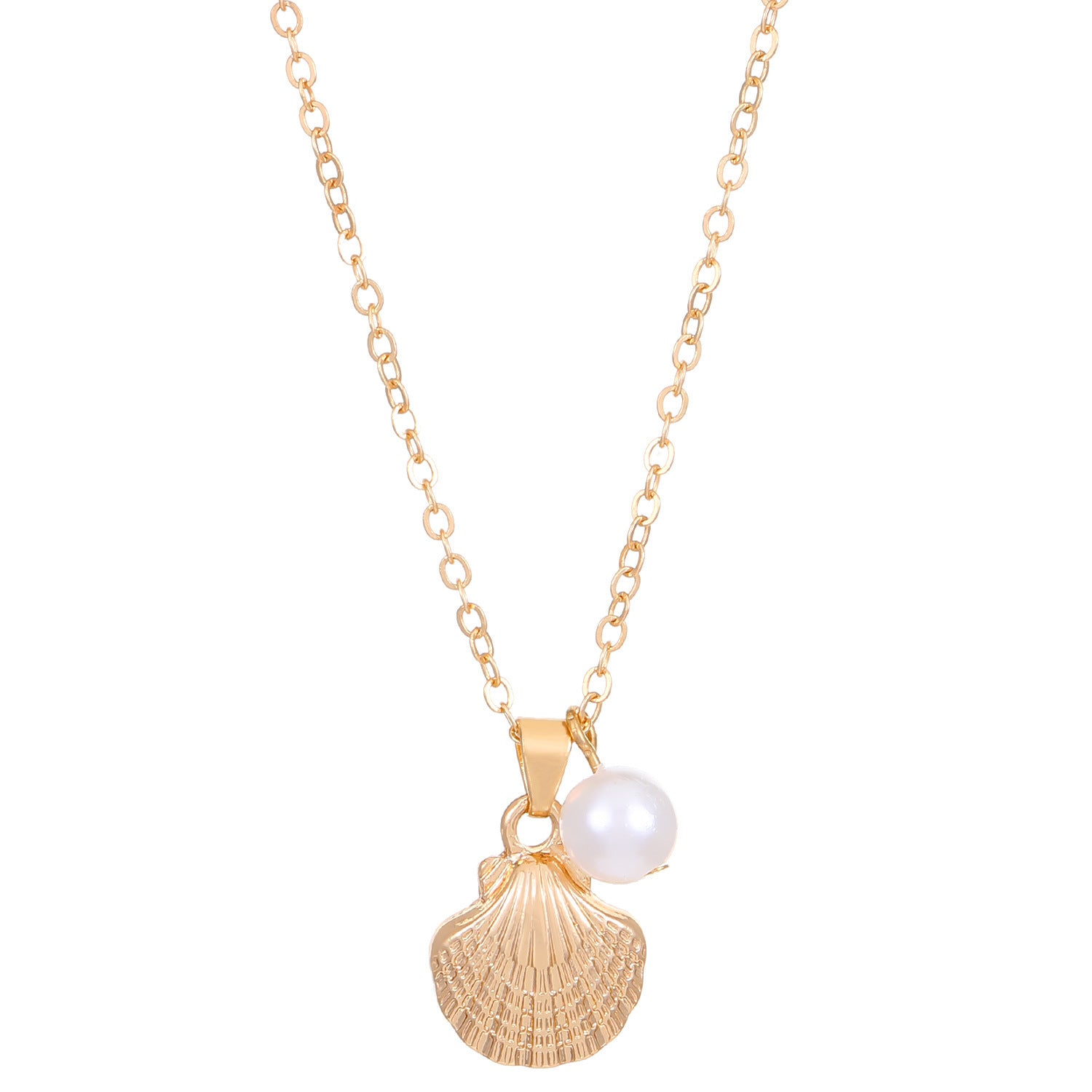 Elegant Rhinestone Pearl & Seashell Necklace for Women - Beach Wedding, Party & Evening Wear Jewelry