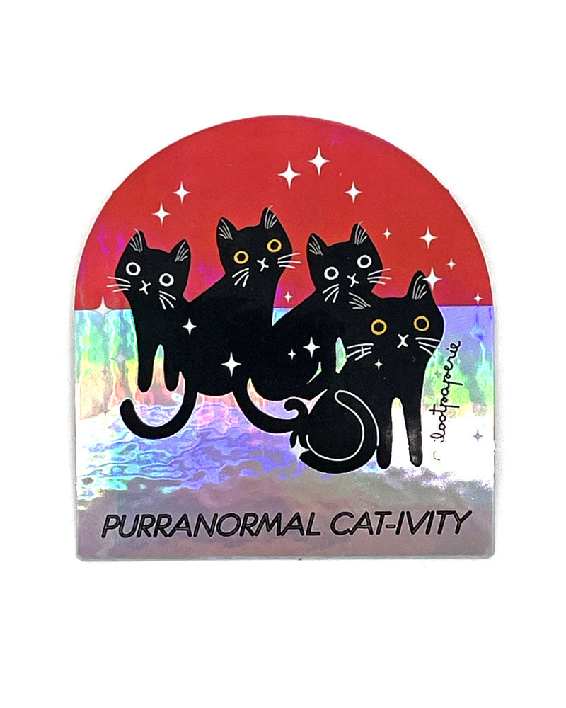 Purr Anormal Cat Holographic Sticker - Waterproof Vinyl Decal for Laptops, Water Bottles & Notebooks - Kawaii Cute Cat Stickers for Scrapbooking & DIY Crafts
