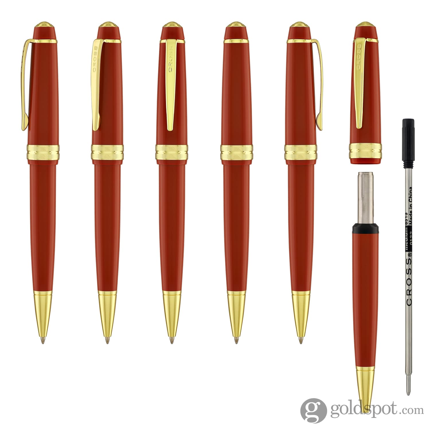 Cross Bailey Light Ballpoint Pen - Glossy Burnt Orange Resin with Gold Trim - Premium Writing Instrument for Office, School & Gift Giving