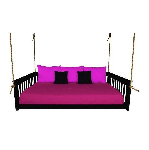 A&L Furniture Mission Style Hanging Daybed with Natural Rope - Perfect for Porch, Patio, Garden, and Backyard Relaxation