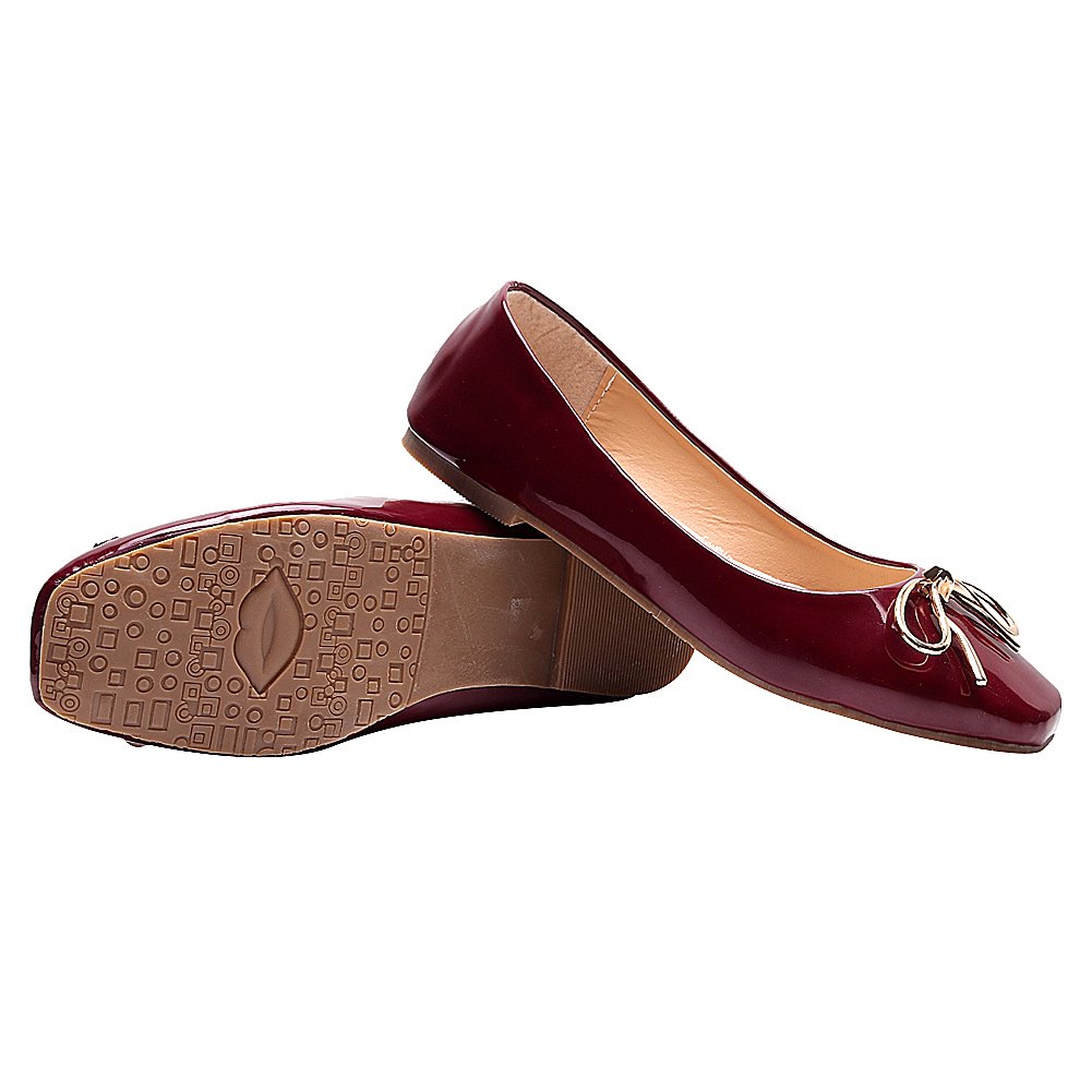 ANUFER Women's Comfortable Square Toe Ballet Flats with Bow Tie - Cute Dolly Shoes for Casual Wear, Office & Party Occasions