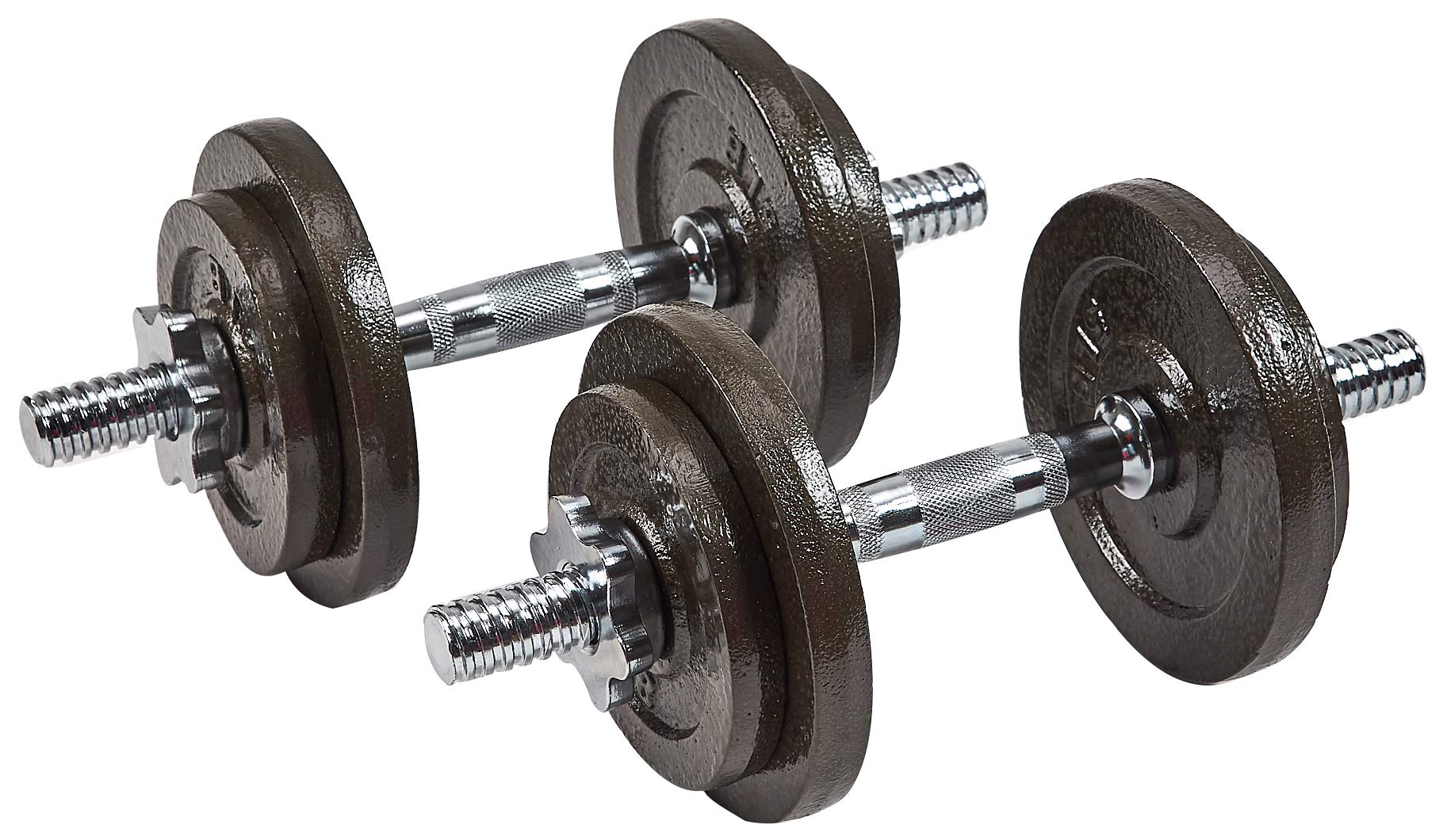 Signature Fitness Adjustable Dumbbell Set with Contoured Handle - 5-50 lbs Cast Iron Weights for Home Gym, Strength Training & Full Body Workouts - Perfect for Men & Women (Gray)