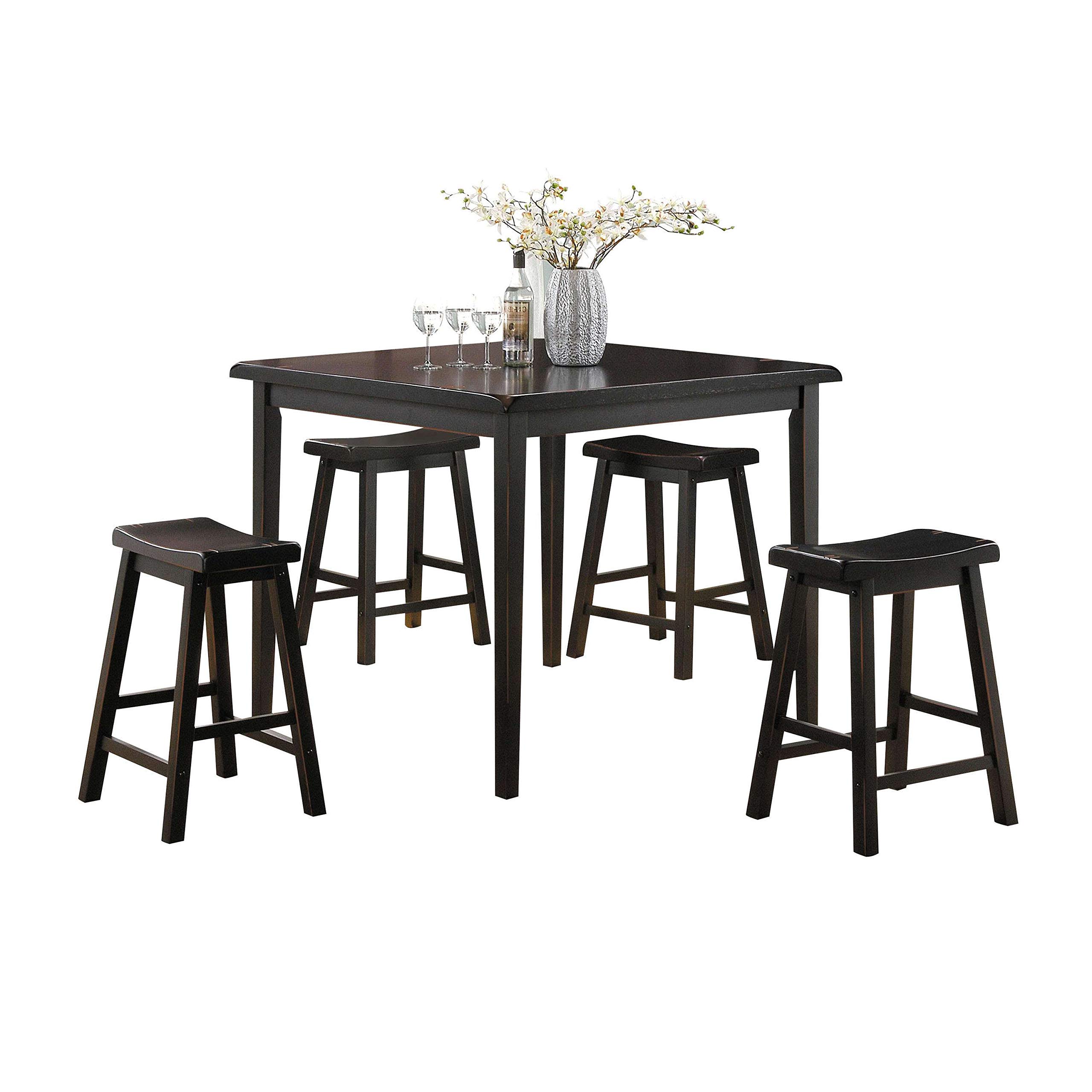 5-Piece Modern Wood Dining Table Set with 4 PU Leather Chairs - Counter Height Kitchen Table & Breakfast Nook Furniture for Small Spaces | Perfect for Apartments, Condos and Cozy Dining Areas