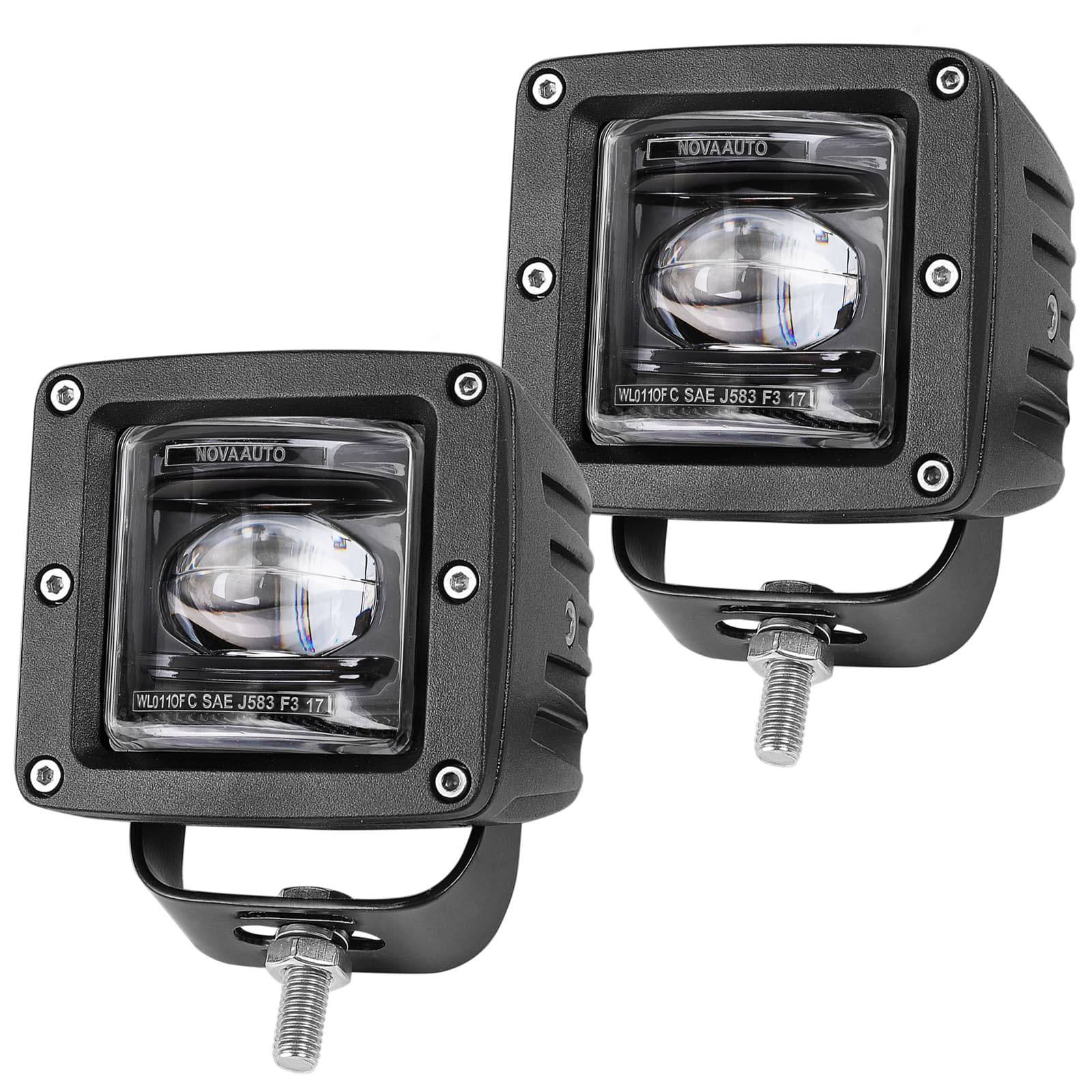 OFFROADTOWN 2PCS 3 Inch SAE DOT Approved LED Pod Lights - Waterproof Square Fog Driving Lights for Trucks, Motorcycles, ATVs, UTVs & Boats - Durable Off-Road Work Light for Night Driving, Camping & Trail Adventures