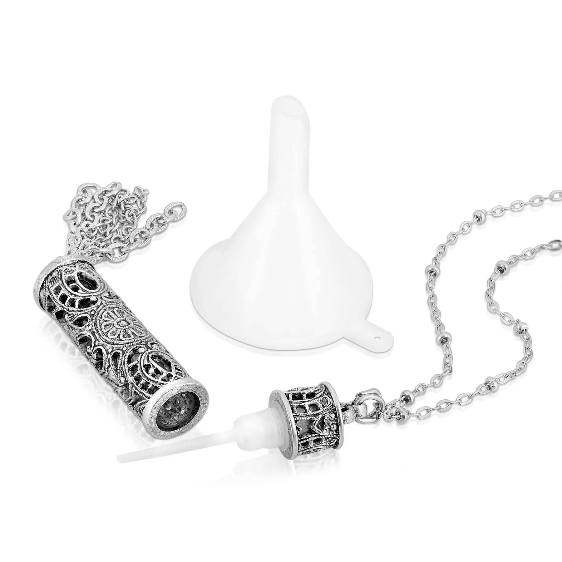 1928 Vintage Filigree Glass Vial Tassel Necklace - 28