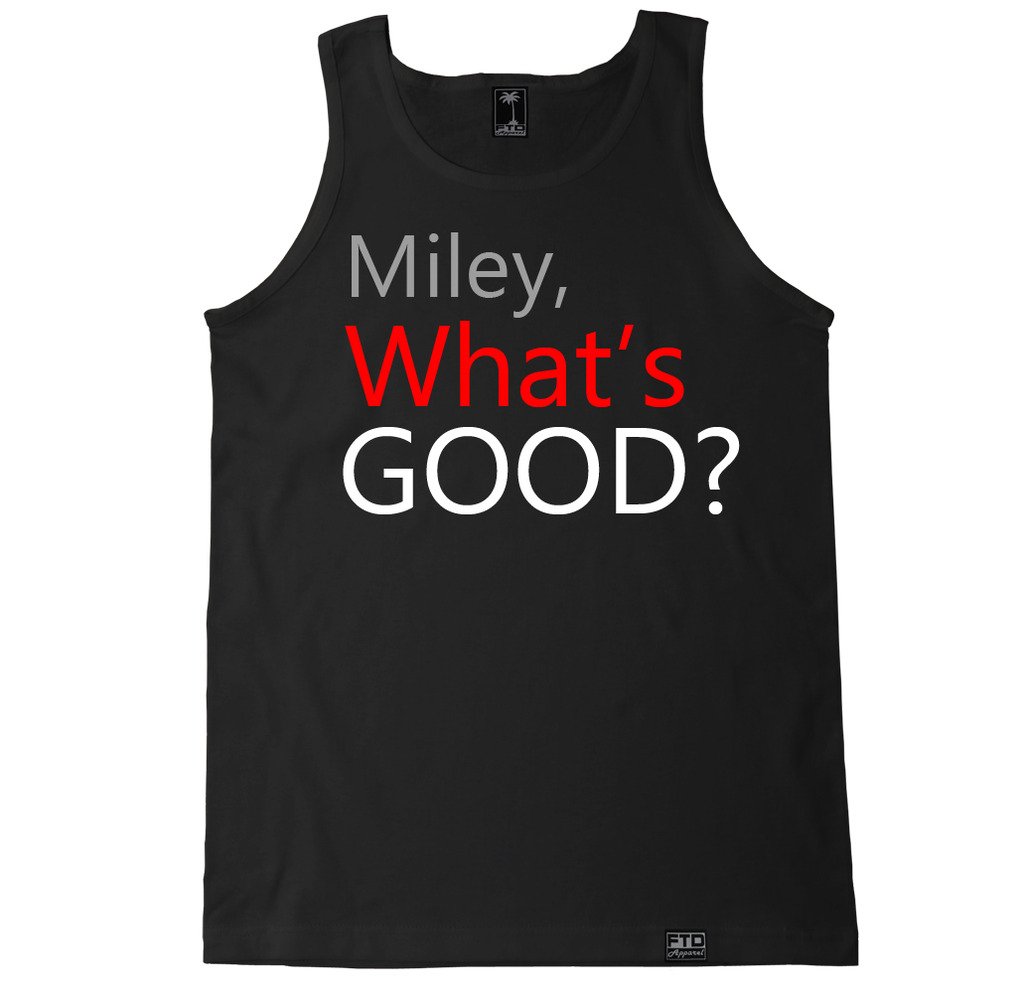 FTD Apparel Men's Miley What's Good Sleeveless Muscle Tank Top - Gym Workout, Summer Streetwear & Casual Outfit