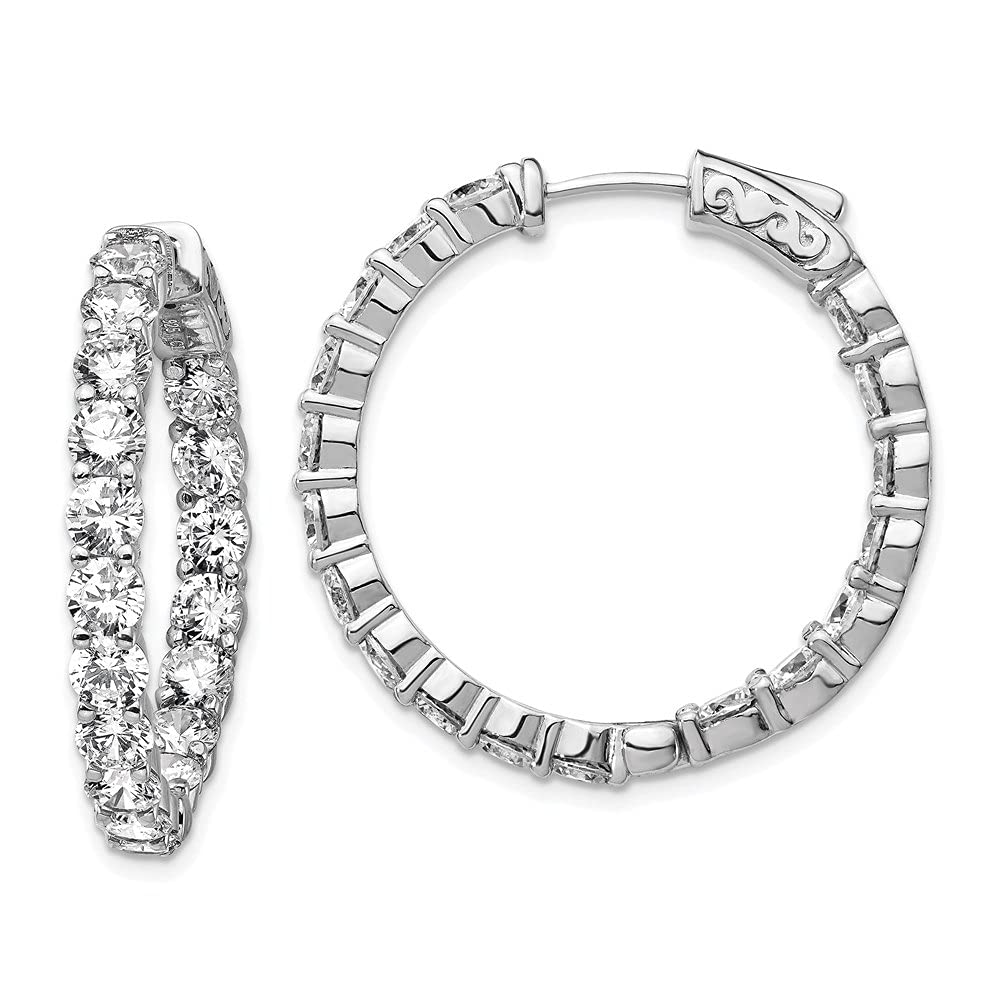 Auriga Sterling Silver Rhodium-Plated Cubic Zirconia Hinged Hoop Earrings for Women | Elegant CZ In & Out Hinged Hoops | Perfect Gift for Birthday, Anniversary & Special Occasions
