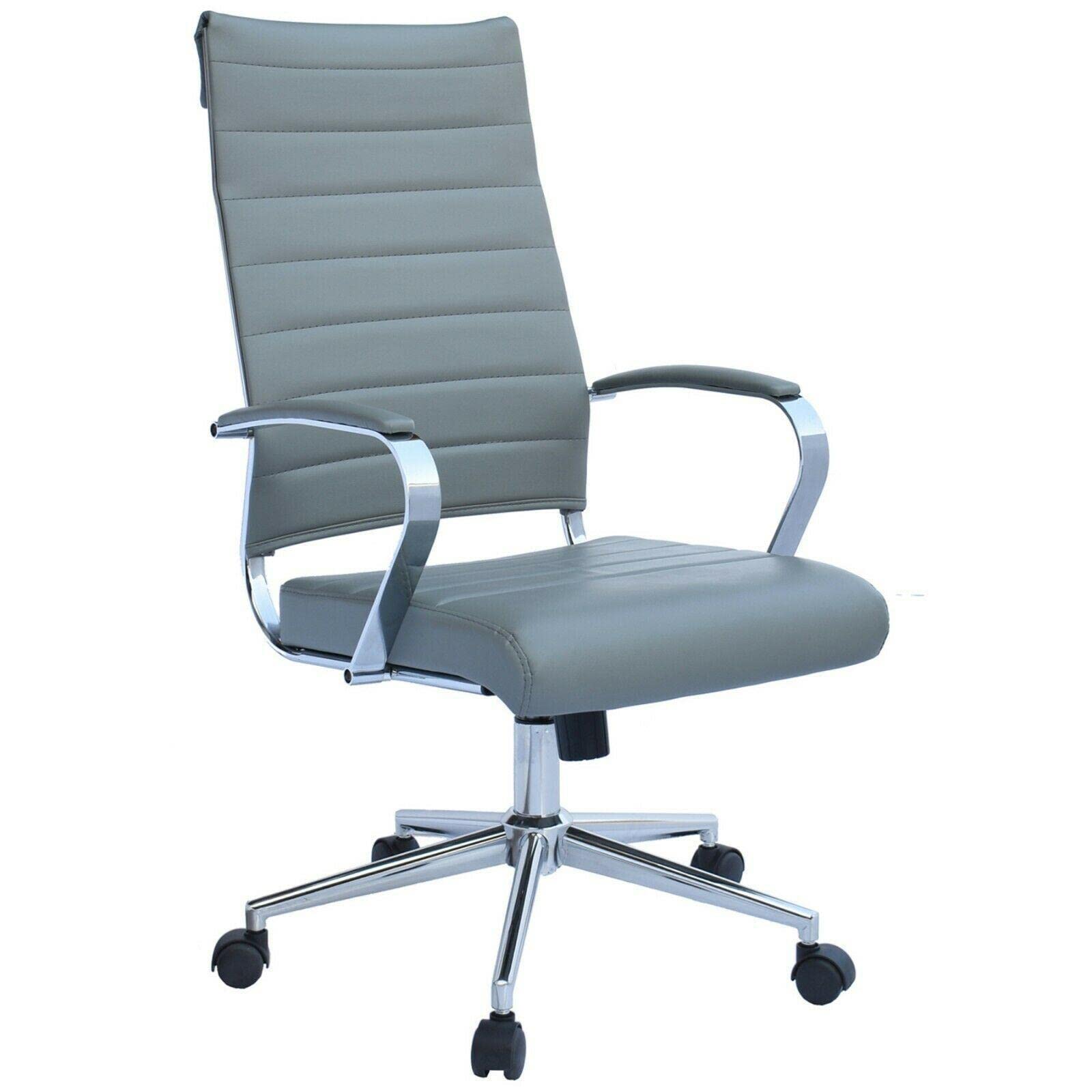 Premium High Back Ergonomic Office Chair - Adjustable Ribbed Leather Gaming Chair for Computer Desk, Home Office & Workspace - Comfortable Support for Long Hours of Work, Study & Gaming Sessions