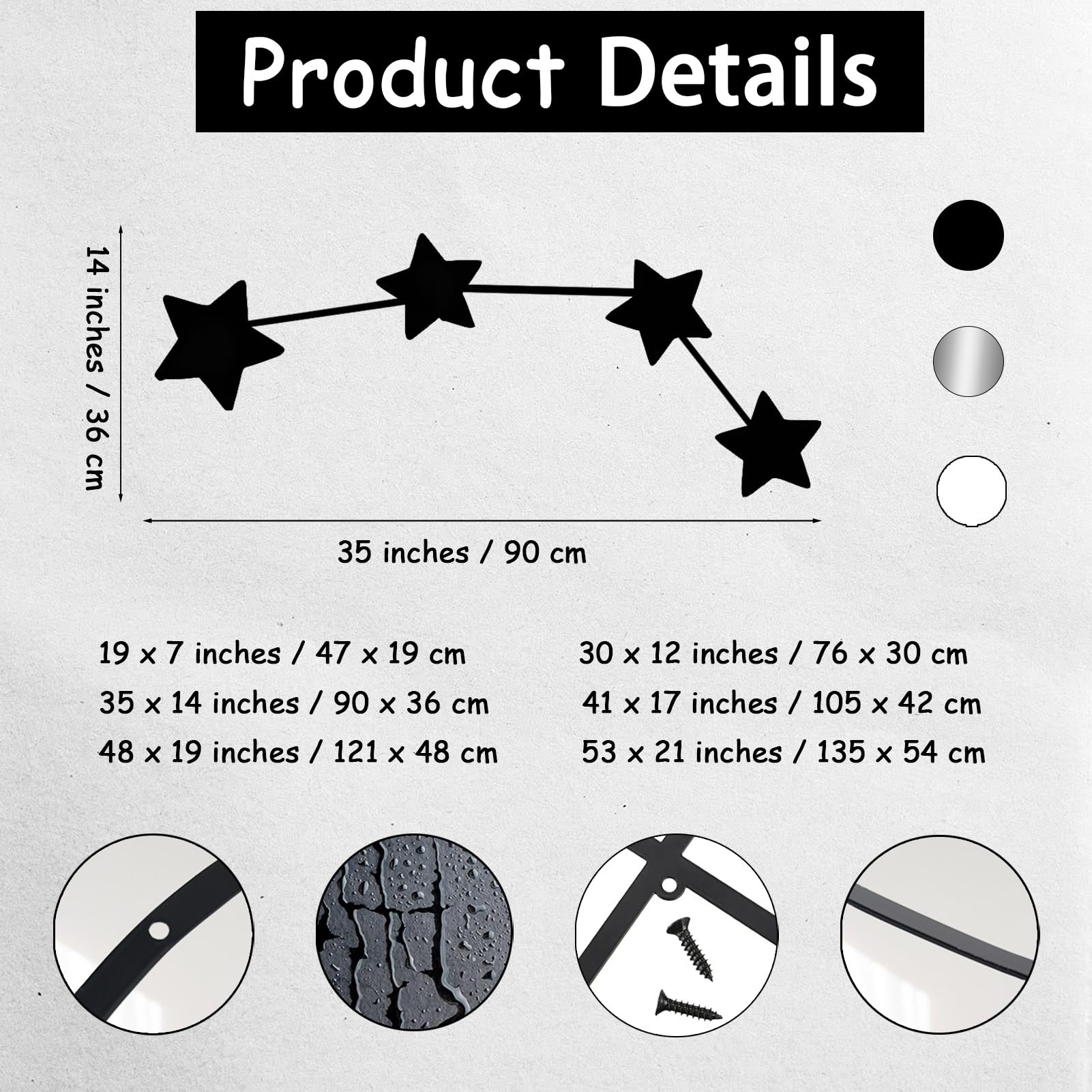 Yumcake Aries Zodiac Metal Wall Art - Black Constellation Sign Decor for Home & Outdoor - Boho Astrology Room Plaque (19x7 inches) - Perfect for Bedroom, Living Room, Office & Garden Decor