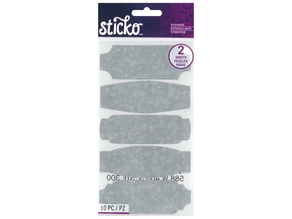 STICKO Flat Stickers - Galvanized Labels 10/Pkg for Scrapbooking & Crafts