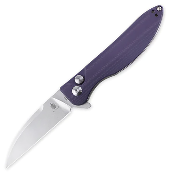 Kizer Swaggs Swayback Folding Knife - Purple G10 Handle with Button Lock - EDC Pocket Knife for Outdoor, Camping & Everyday Carry