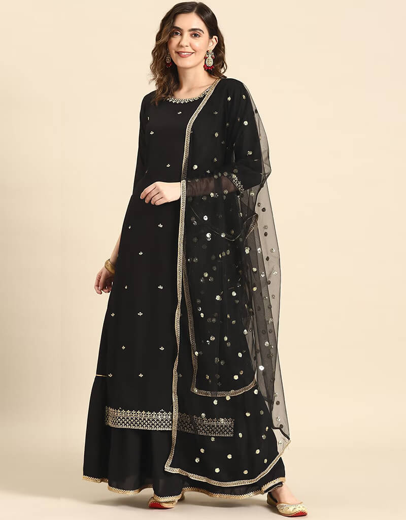 Black Viscose Rayon Straight Sharara Pants - Elegant & Comfortable for Parties, Weddings & Festive Occasions