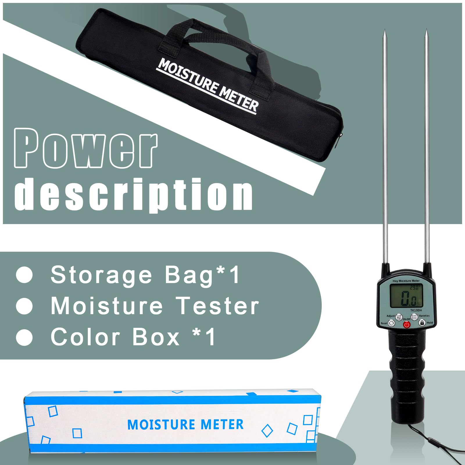 Upgrade TK100H Portable Hay Moisture Tester with Probe & Carrying Bag - Digital Forage Moisture Meter for Hay, Leymus Chinensis, Pennisetum Hydridum | Perfect for Farm, Ranch & Agriculture Use
