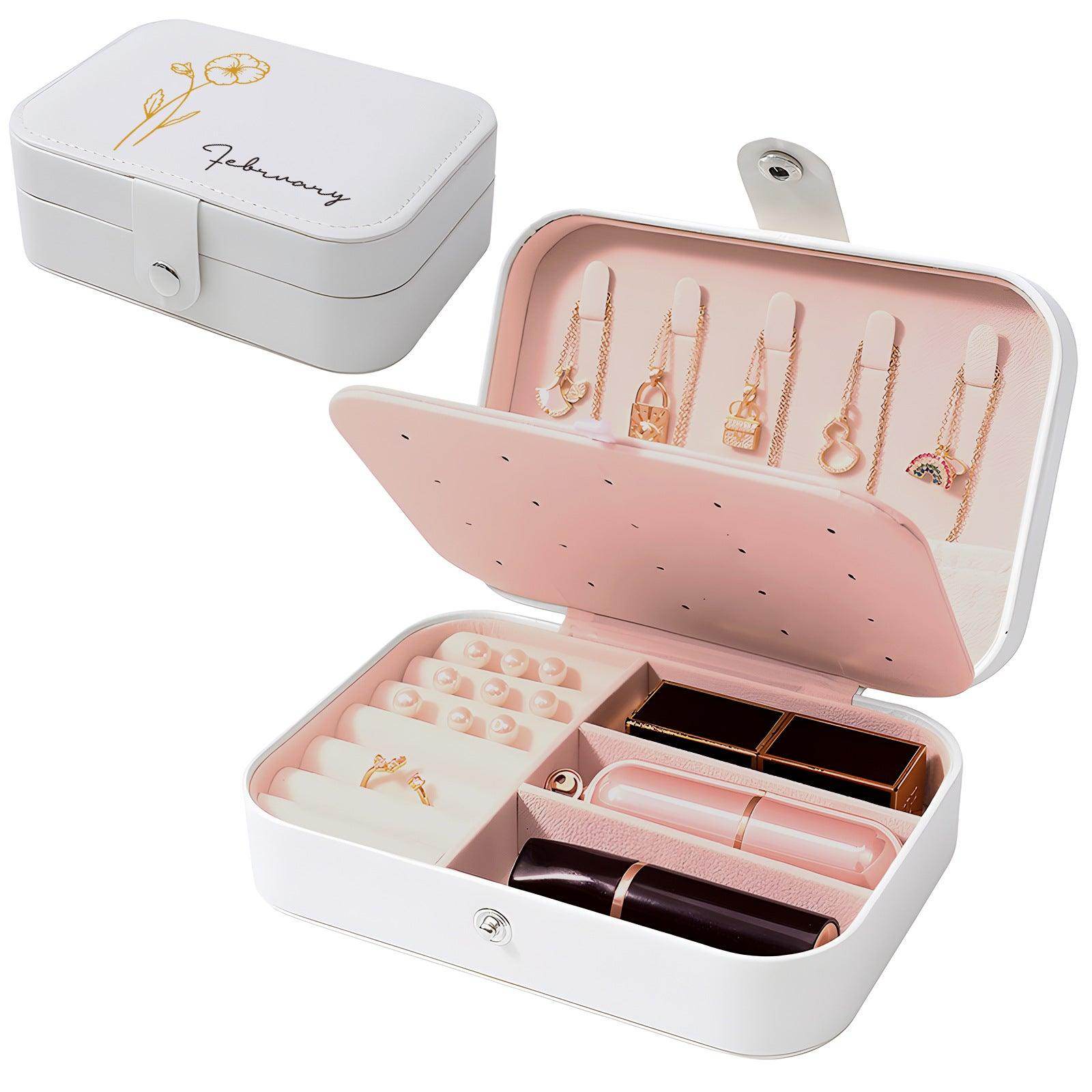 Portable Jewelry Organizer Box - Travel Jewelry Storage Case with Mirror & Lock - Perfect for Travel, Home, and Gift Giving (781096368794)