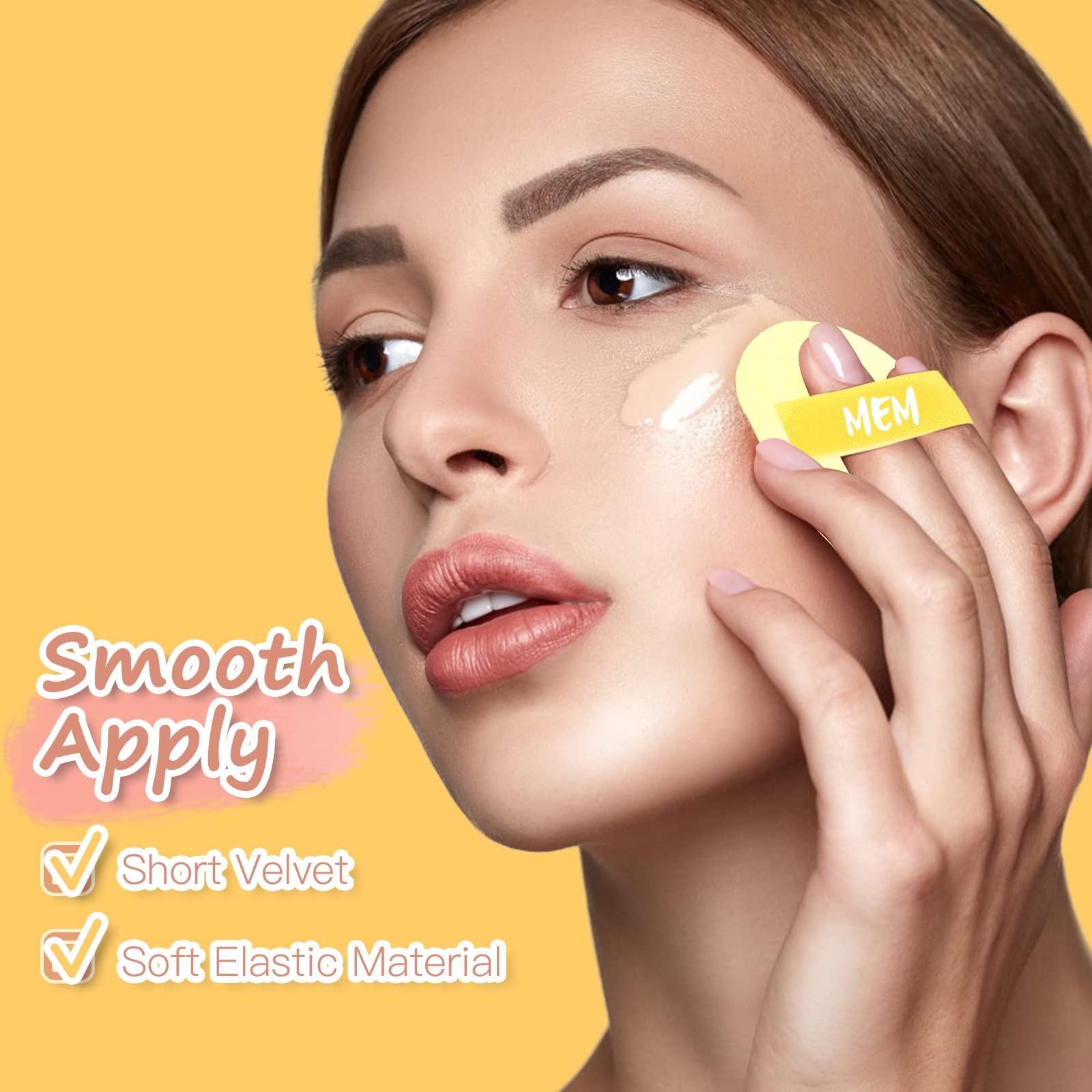 8 Pcs MEM Triangle Powder Puff - Soft Velour Makeup Sponge for Loose & Pressed Powder Application | Wet & Dry Use | Skin-Friendly Beauty Blender with Satin Ribbon | Perfect for On-the-Go Touchups & Professional Makeup Application