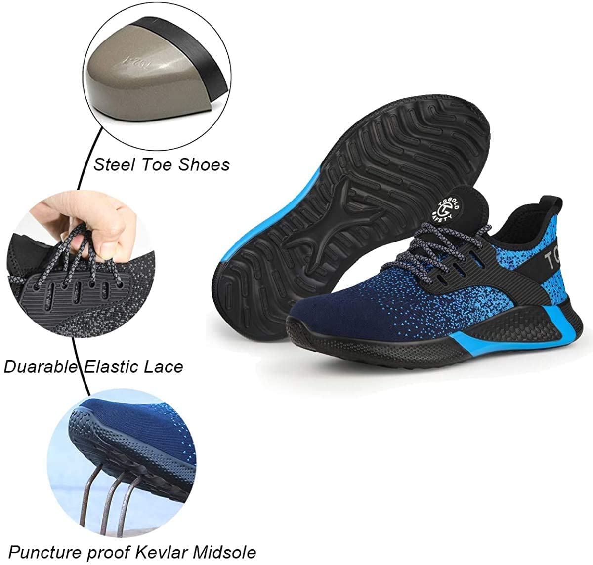 Men's Steel Toe Work Shoes - AONEGOLD Lightweight Breathable Safety Sneakers for Industrial Construction | Puncture Proof & Comfortable | Perfect for Warehouse, Factory & Outdoor Labor