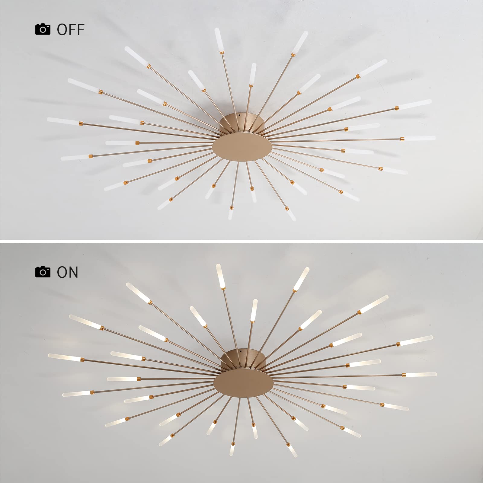 Modern LED Flush Mount Ceiling Light Fixture - Slim Gold 30 Inch Close-to-Ceiling Lamp for Bedroom, Dining Room & Living Room Lighting | Energy Efficient & Space-Saving Design for Home Decor