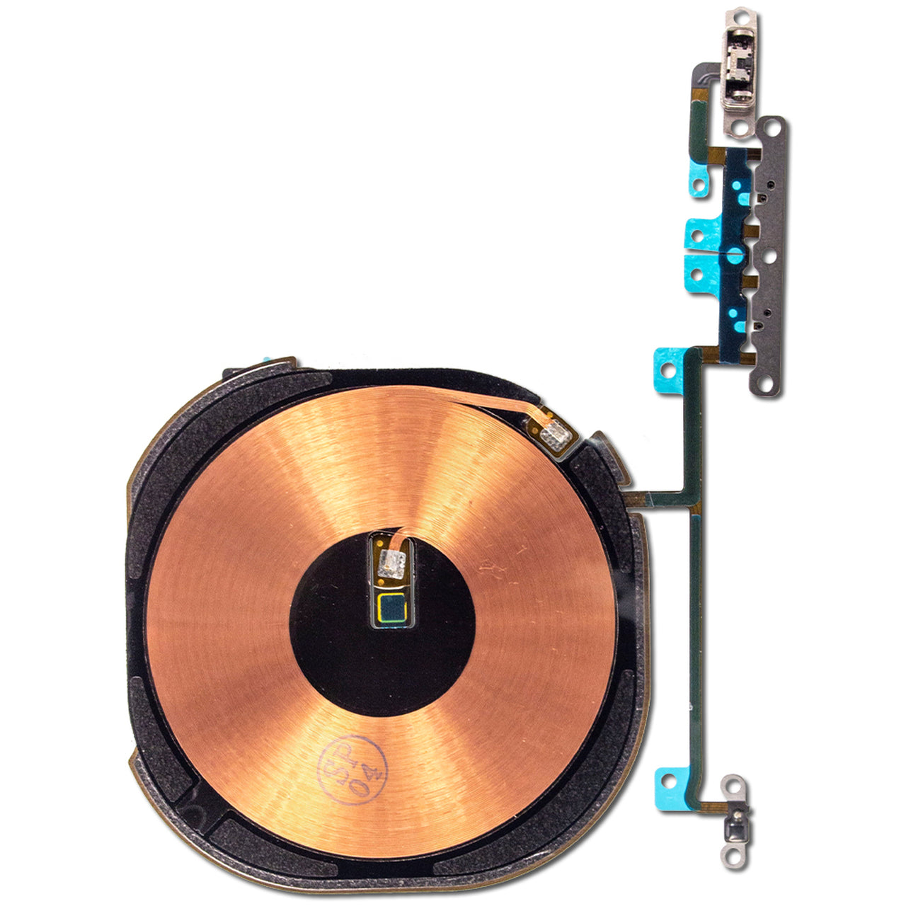 Original iPhone XS Max Volume Flex Cable with Qi Wireless Charging Coil Replacement Part - Fix Volume Buttons & Enable Wireless Charging for Home/Office Use