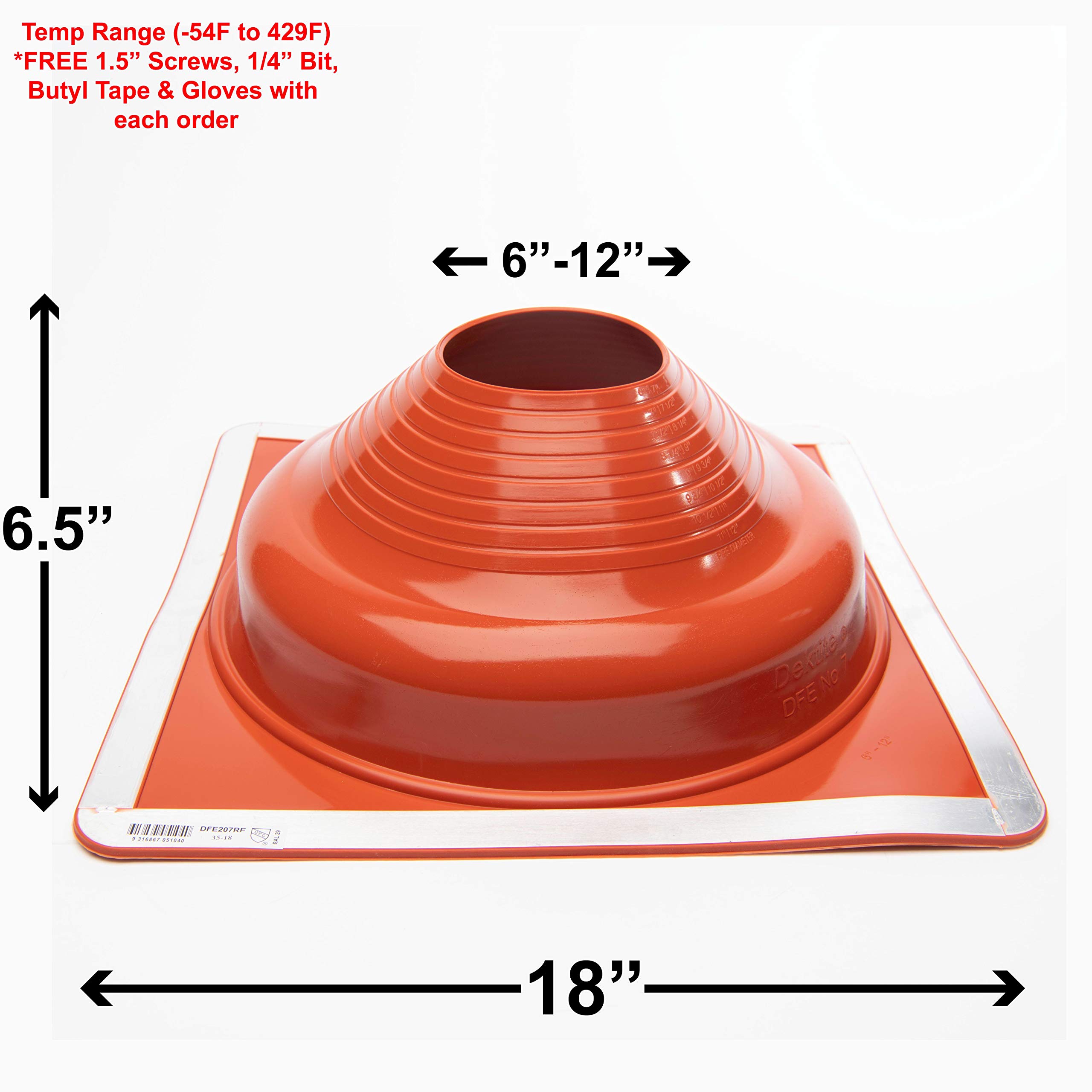 EAGLE 1 Silicone Flexible Roofing Pipe Flashing Boots - Adjustable Roof Pipe Jack Boot with Square Base for High Temperature - Waterproof Roof Vent Seal for RV, Mobile Home & Metal Roofs (Square Base, Size #7)