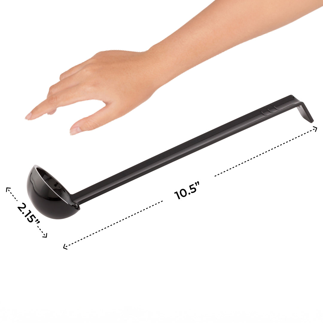 1 oz Black Plastic Sauce Ladle - 10.5 Inch - Single Count Box - Perfect for Restaurants, Catering & Home Cooking
