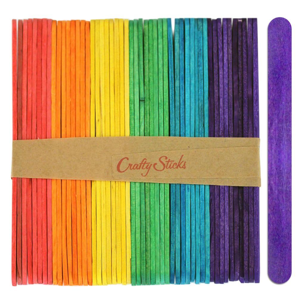 50 Pack 4.5 Inch Multi-Color Wooden Popsicle Sticks for STEM Projects, Kids Crafts, DIY Art Supplies - Perfect for Ice Cream Treats, Classroom Activities & Creative Building Projects by CraftySticks