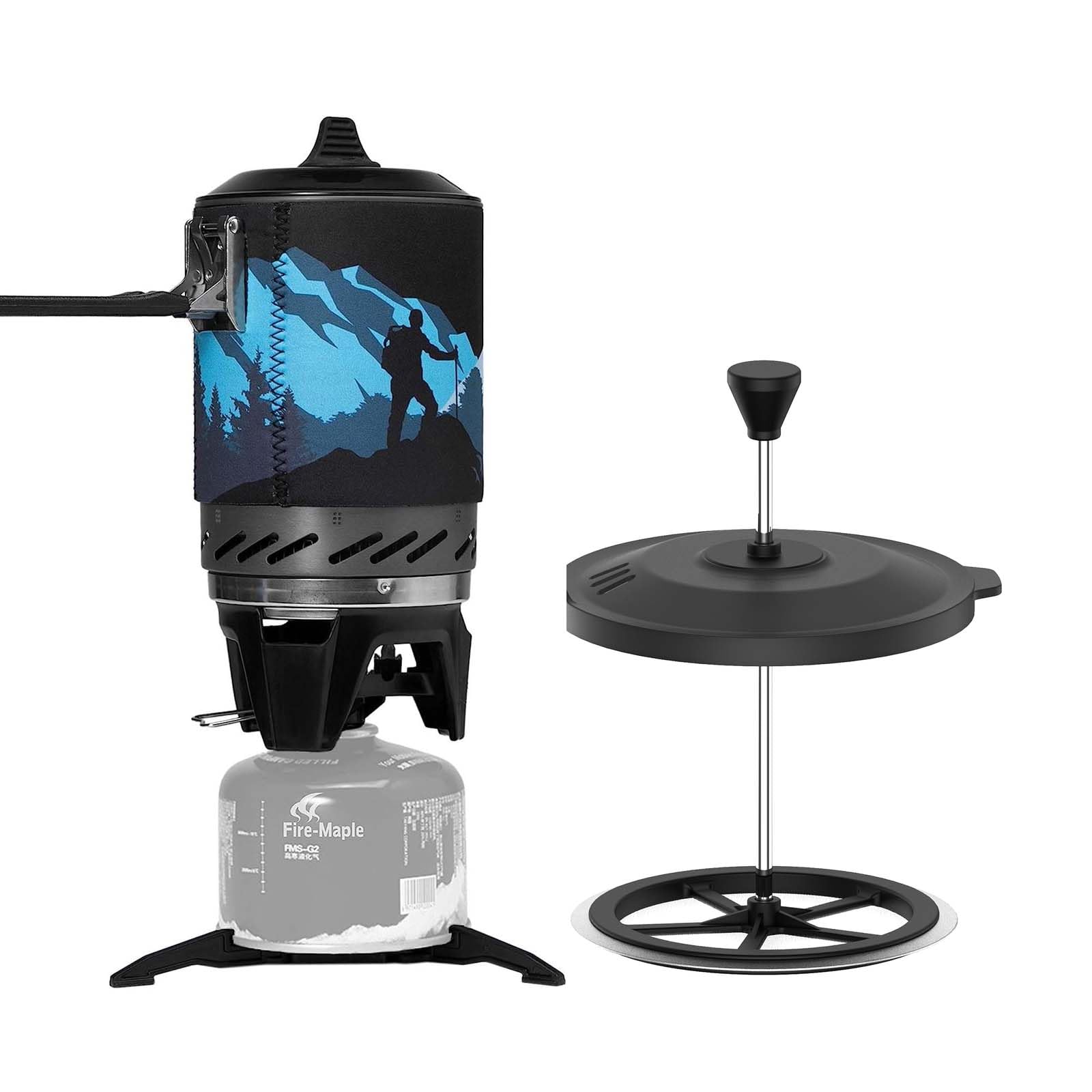 Fire-Maple Fixed Star X2 Ultralight Backpacking Stove System with French Press Coffee Filter - Perfect for Camping, Hiking & Outdoor Adventures