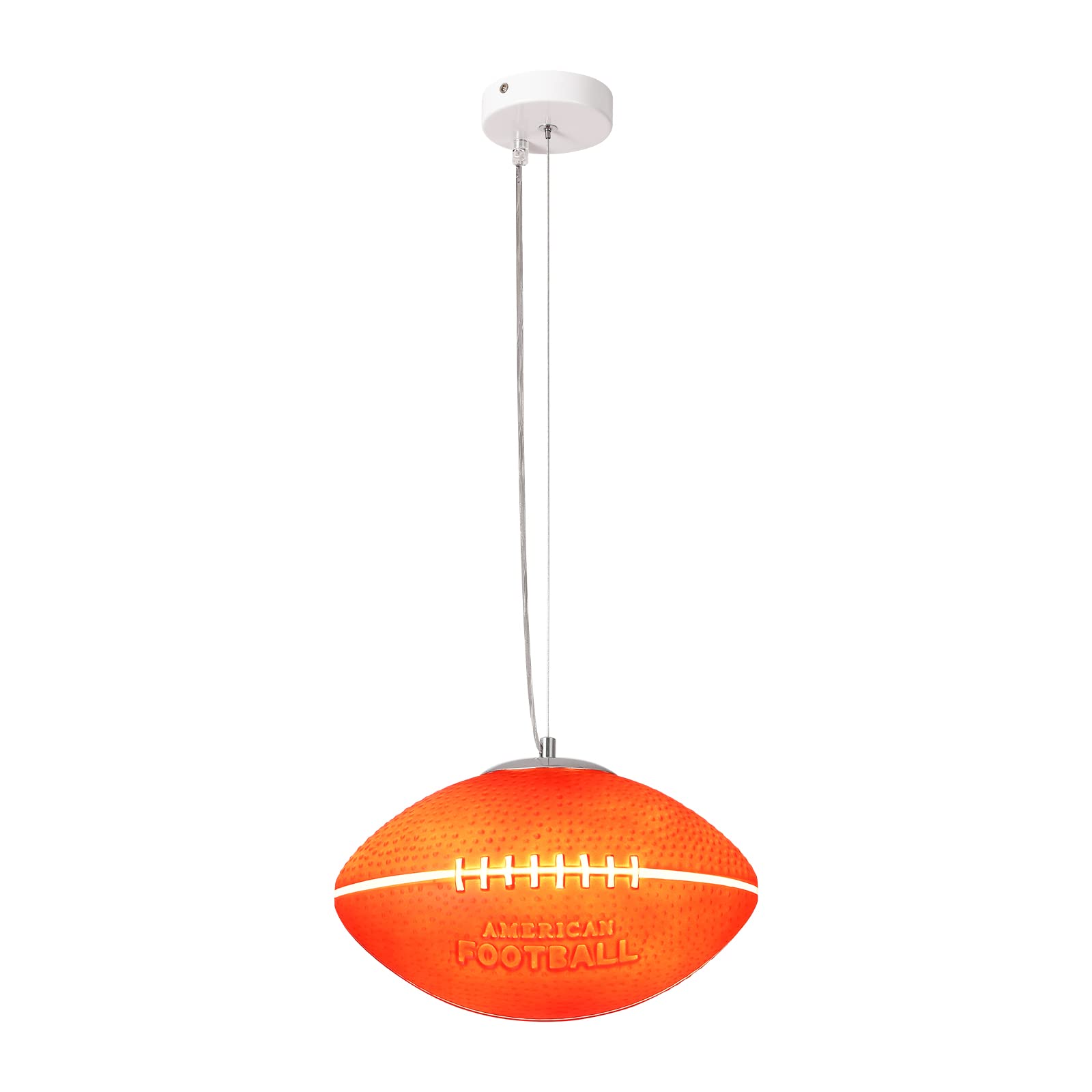 American Football Pendant Light - Creative Rugby Themed Ceiling Lamp with Glass Shade, E27 Bulb Base for Kids Room, Bar & Sports Shop Decor | Perfect for Game Room, Man Cave & Sports-Themed Parties