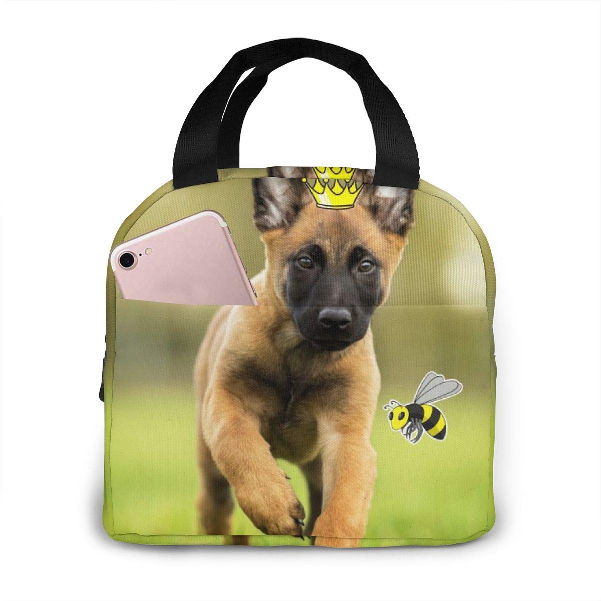 AKLID Insulated Lunch Bag for Belgian Malinois - Waterproof Reusable Thermal Lunch Box with Pocket, Perfect for School, Work, Outdoor & Travel | Dog Walking, Hiking, Camping & Daily Commute