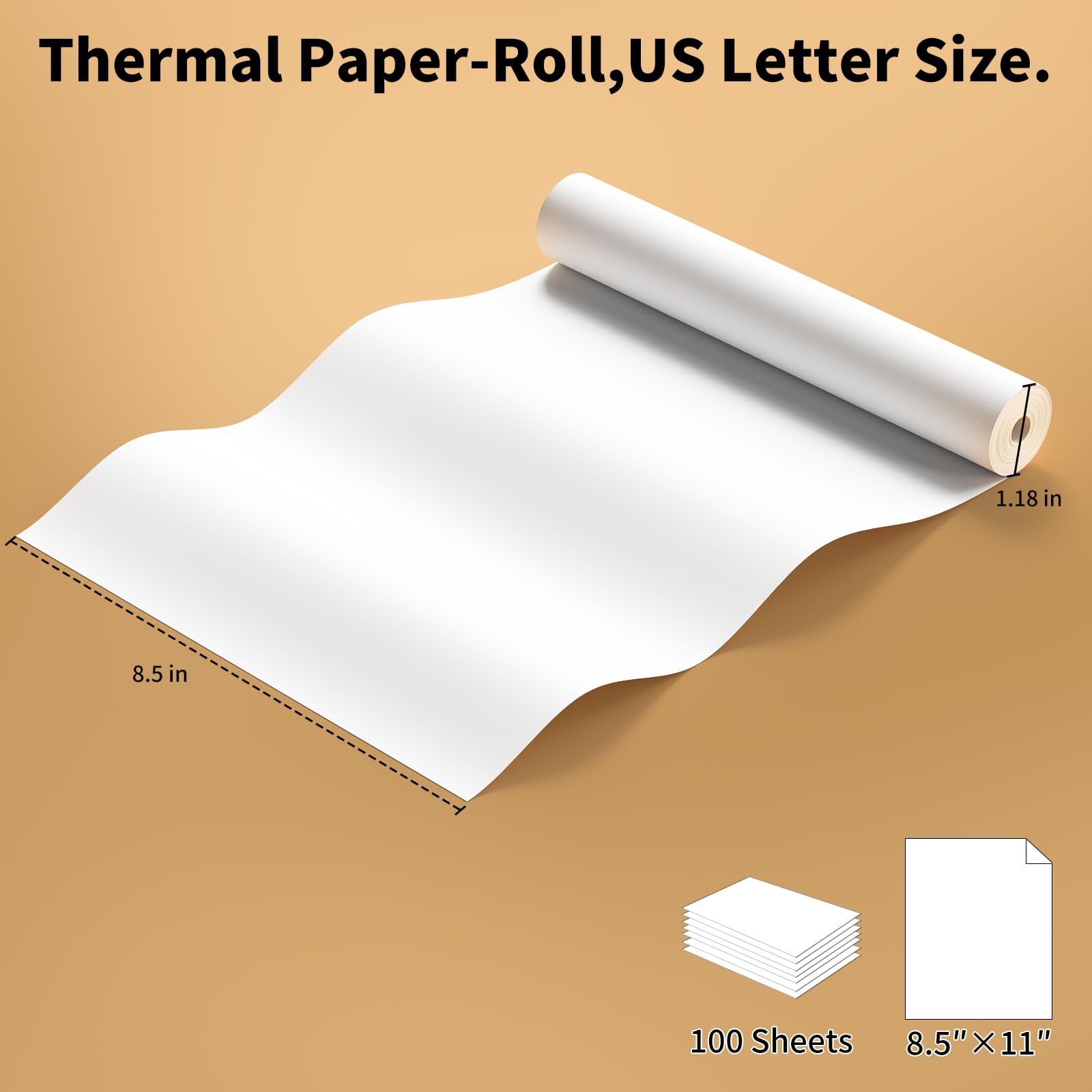 Premium Thermal Paper Roll 8.5 x 11 Inch - Multipurpose Thermal Receipt Paper for Portable Printers - Compatible with M08F, Gloryang, Jadens & Munbyn - Ideal for Receipts, Labels, Shipping Documents & POS Systems (4 Rolls)