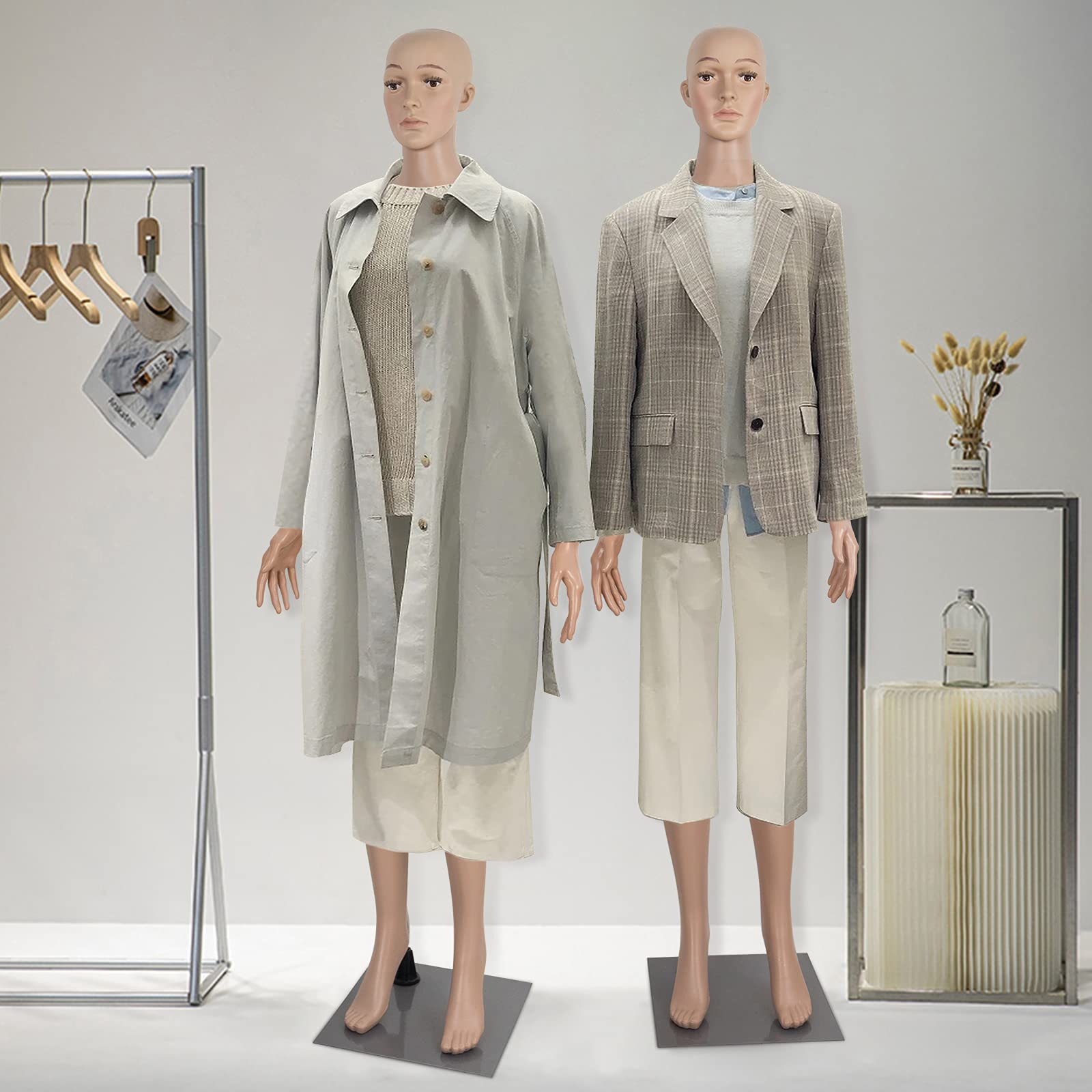 Adjustable Full-Body Dress Form Mannequin with Head & Metal Base - 69 Inches Realistic Display for Women's Clothing - Perfect for Tailoring, Fashion Design, and Boutique Displays