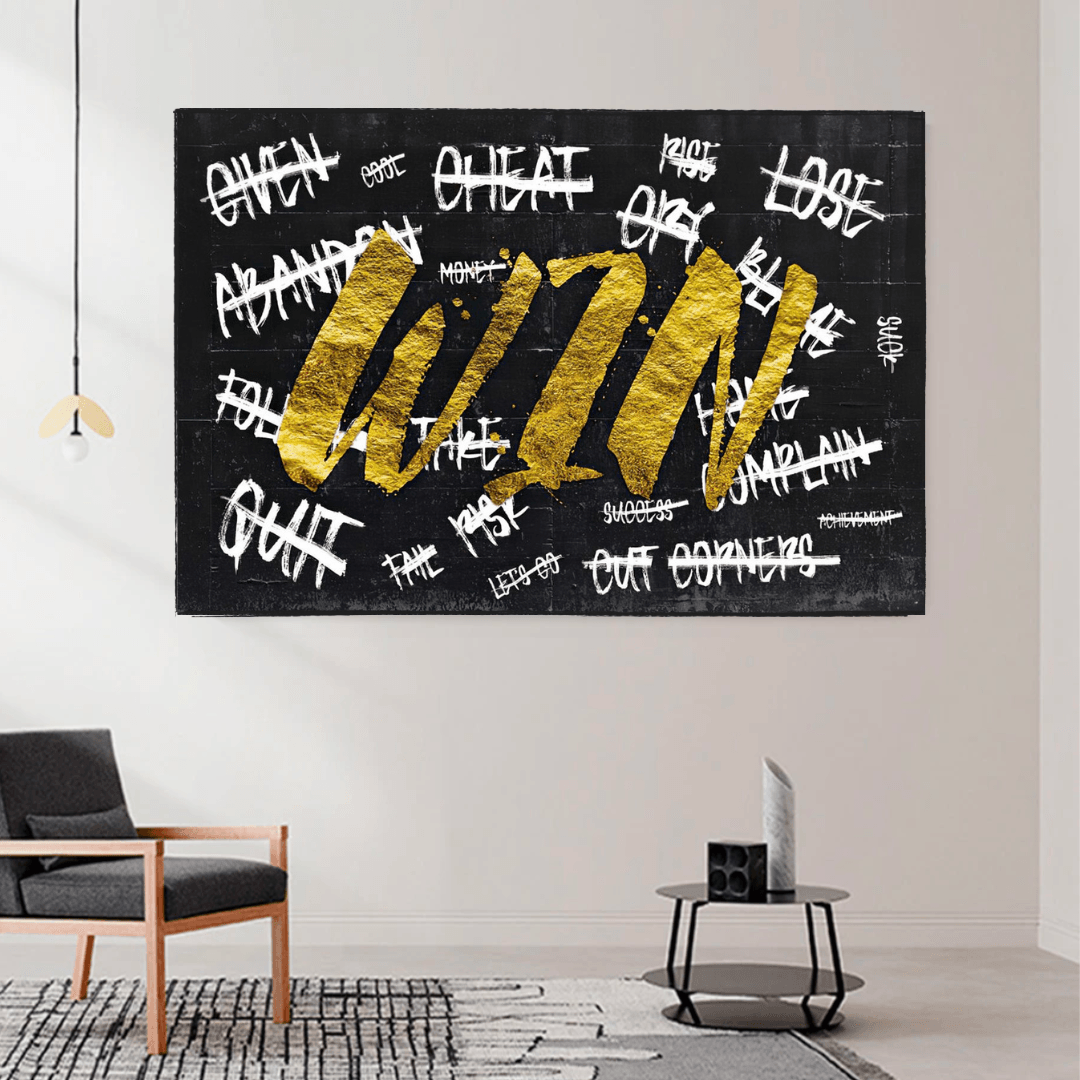 WIN Victory Motivational Canvas Wall Art - Inspirational Home & Office Decor for Living Room, Bedroom, or Workspace