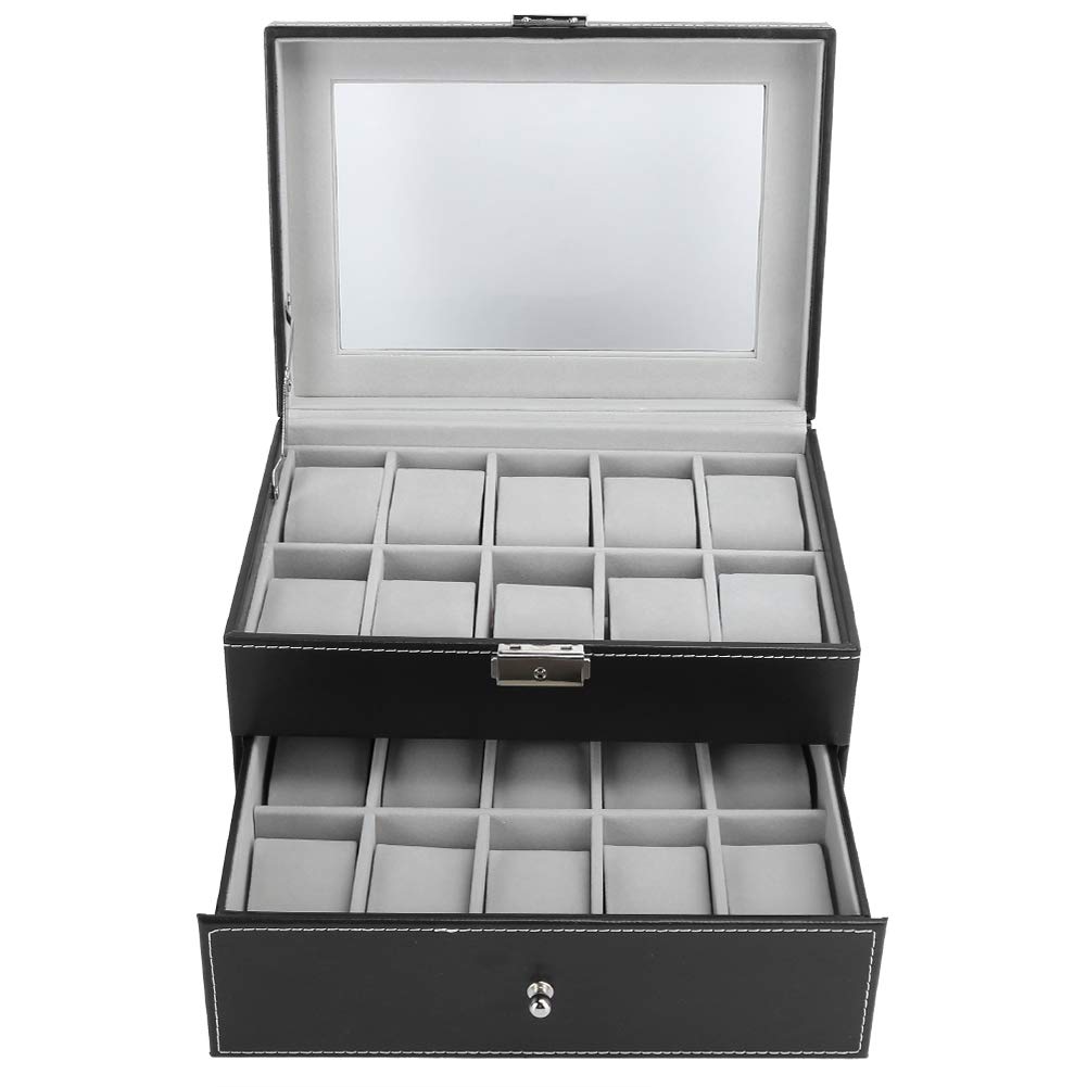 Premium Wooden Watch Box with 20 Slots - Double Layer Travel Watch Case for Men & Women - Luxury Watch Storage & Display Organizer - Perfect for Home, Office, and Travel Accessories